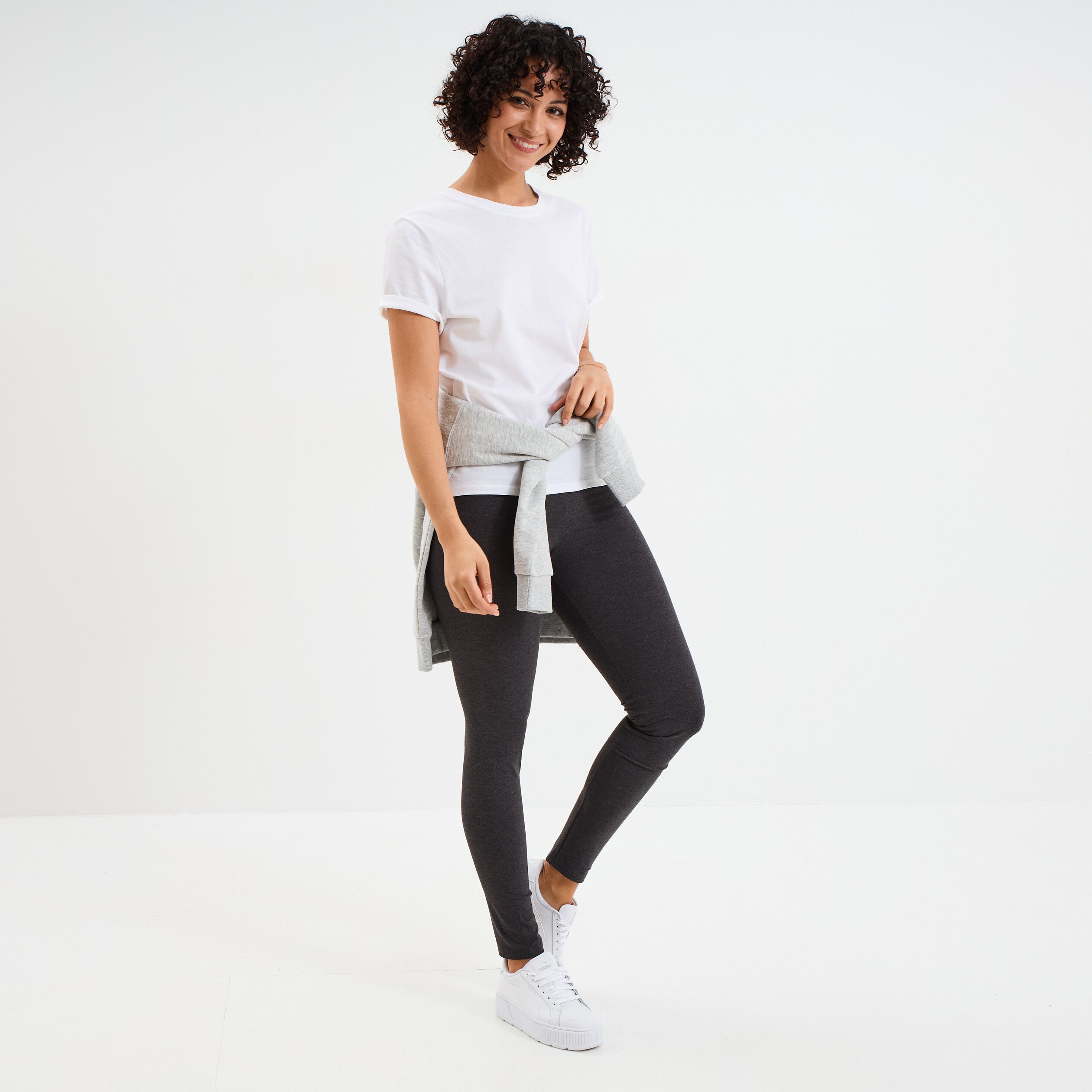 legging taille elastiquee gris fonce femme Legging taille élastiquée gris foncé femme