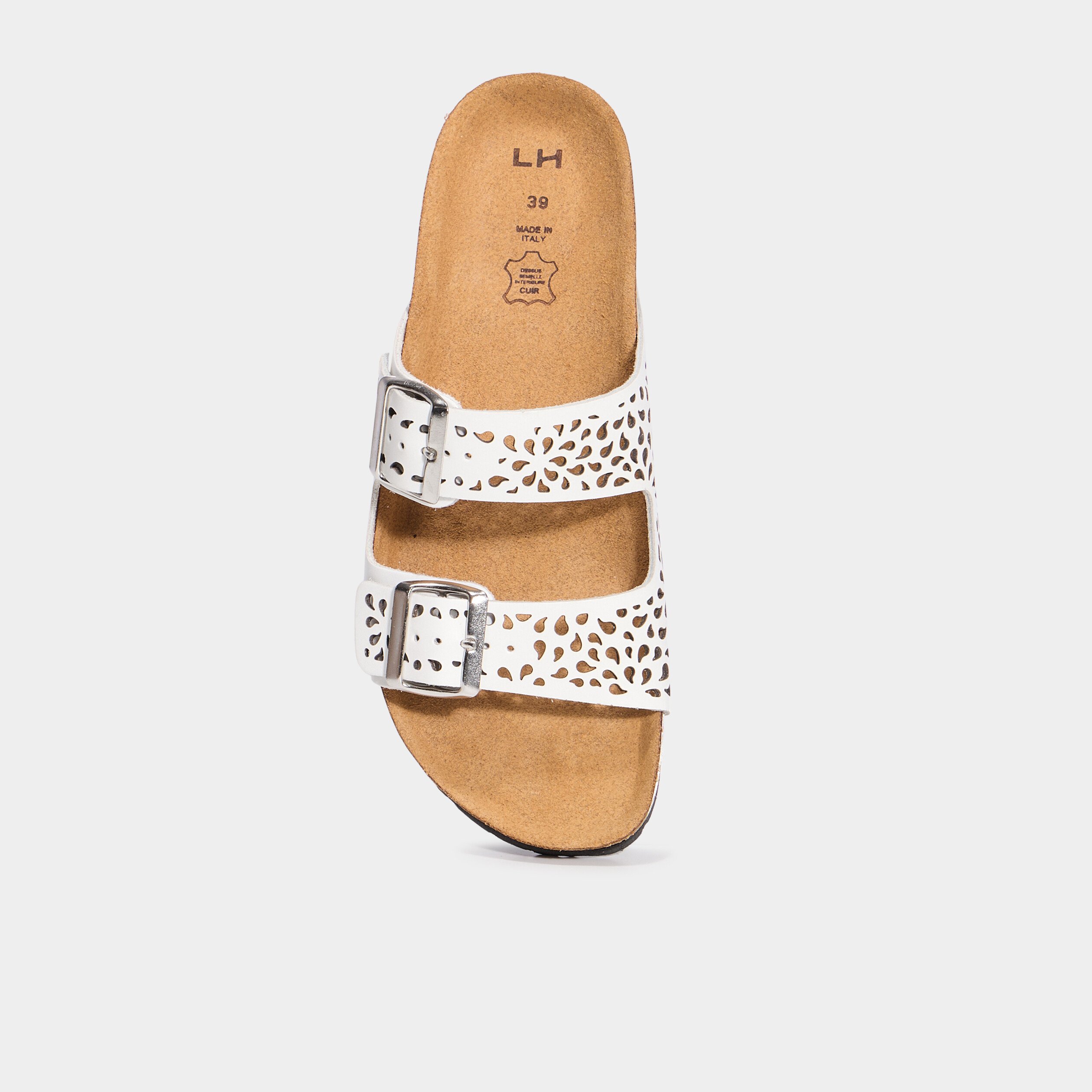 mules perforees en cuir blanc femme Mules perforées en cuir blanc femme