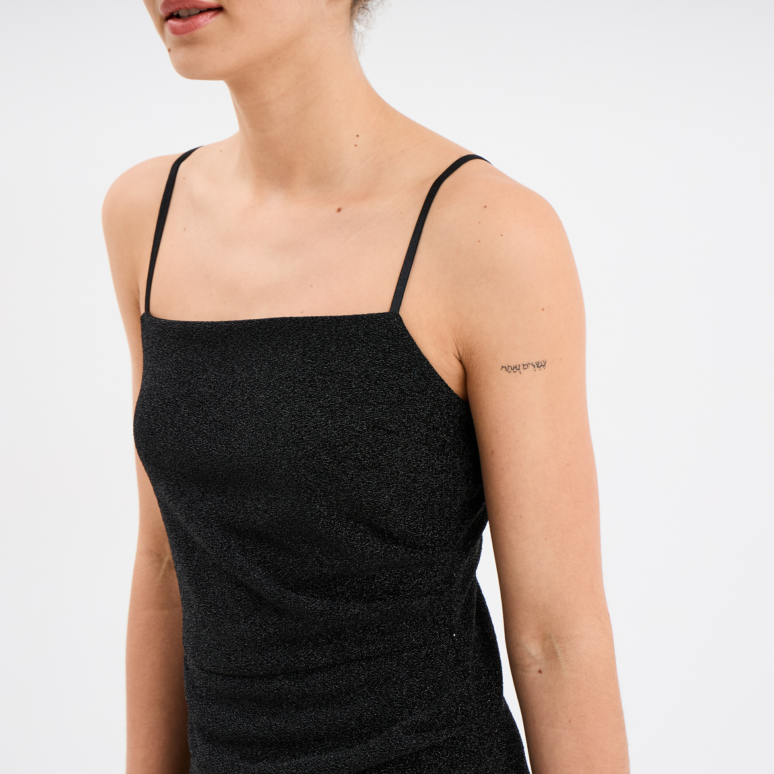 Haut Chemise Etam Taille 22 Noir à Fils Métallisés Argentés - Manches Longues - Occasion Très Bon état