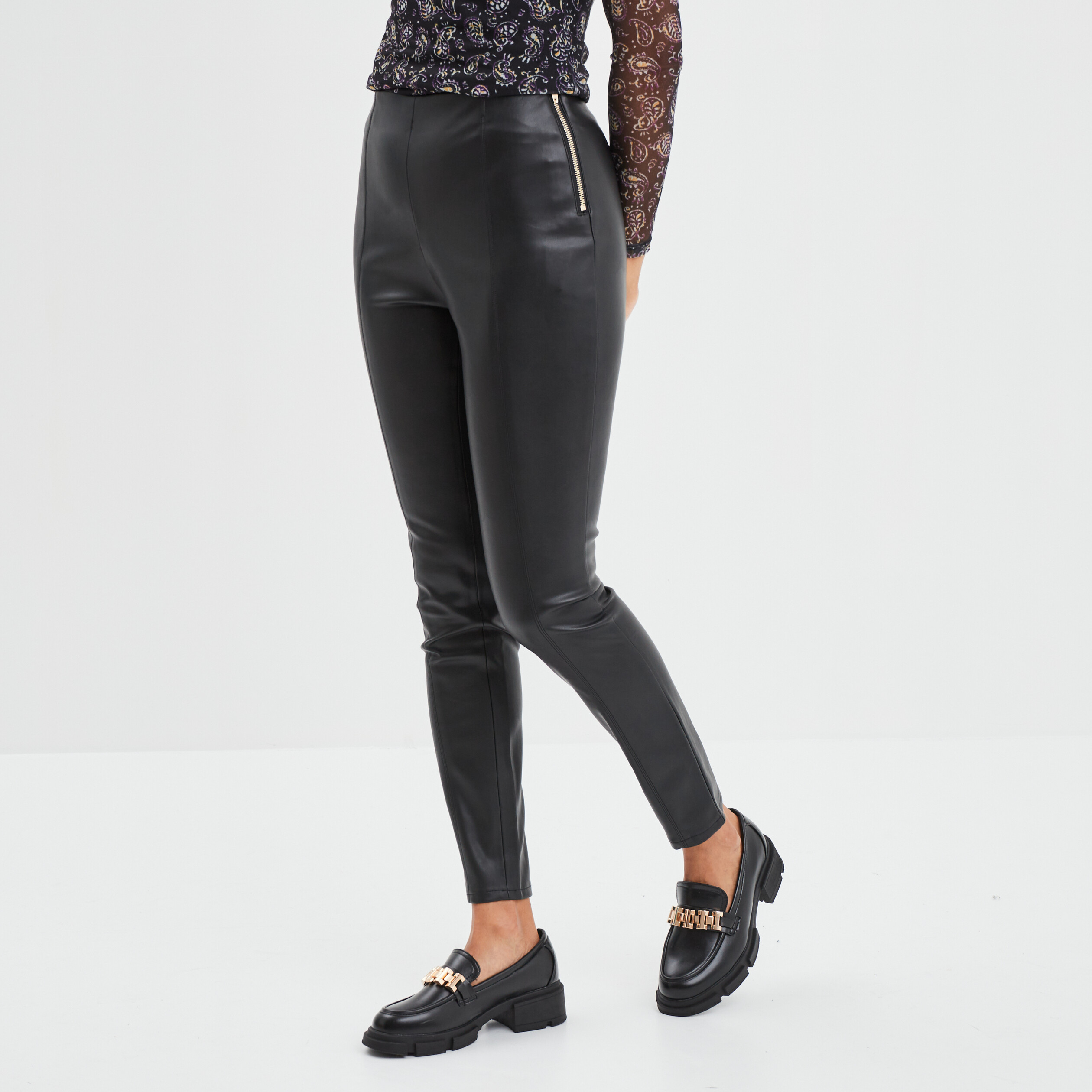 Pantalon cuir femme legging en cuir pantalon cuir noir Sanda