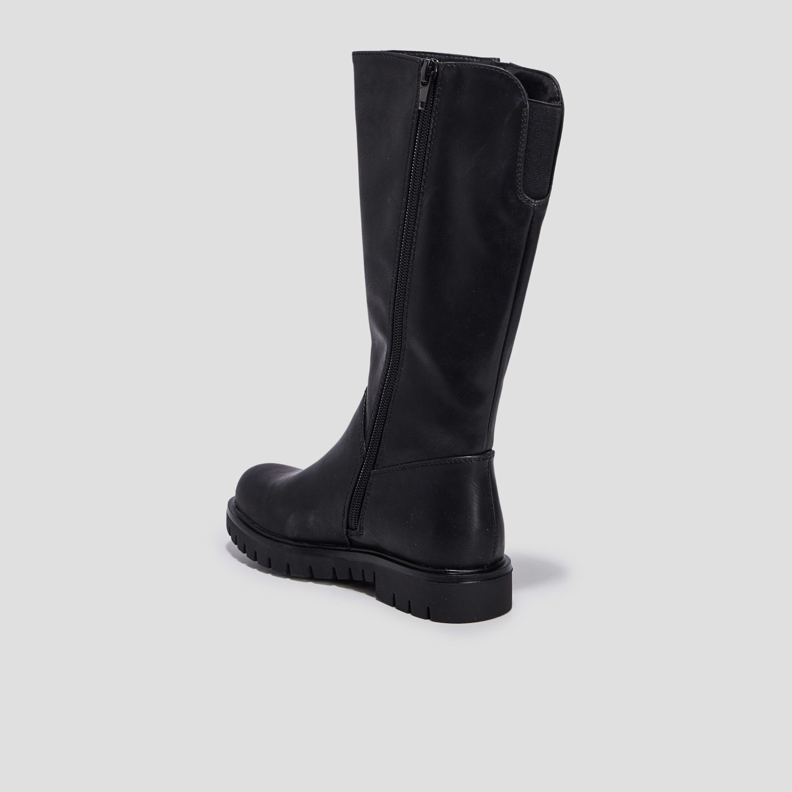 bottes crantees zippees a bout rond noir fille Bottes crantées zippées à bout rond noir fille