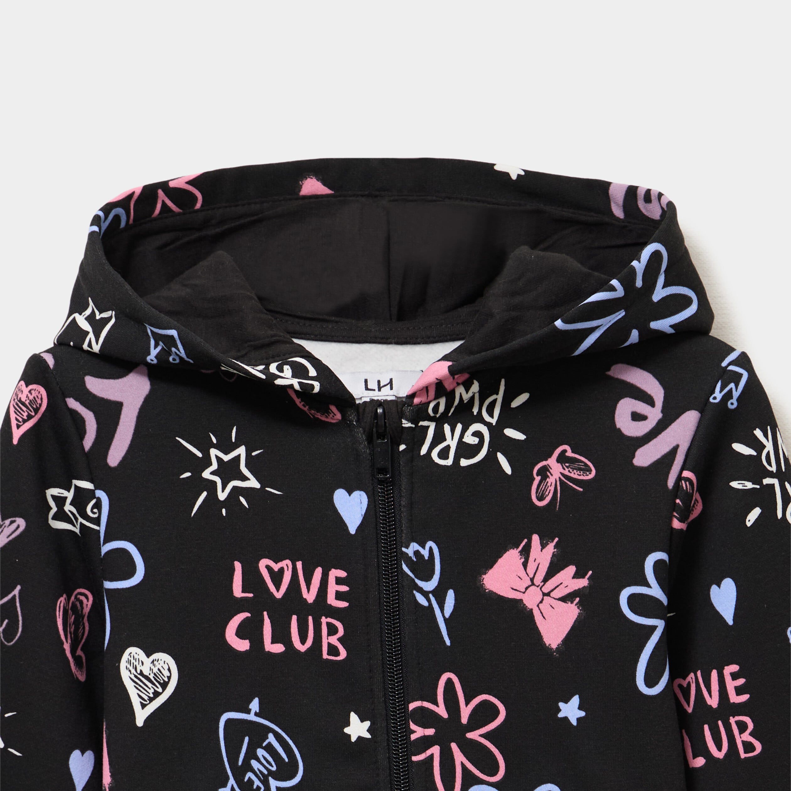 Sweat zipp&eacute; &agrave; capuche noir fille