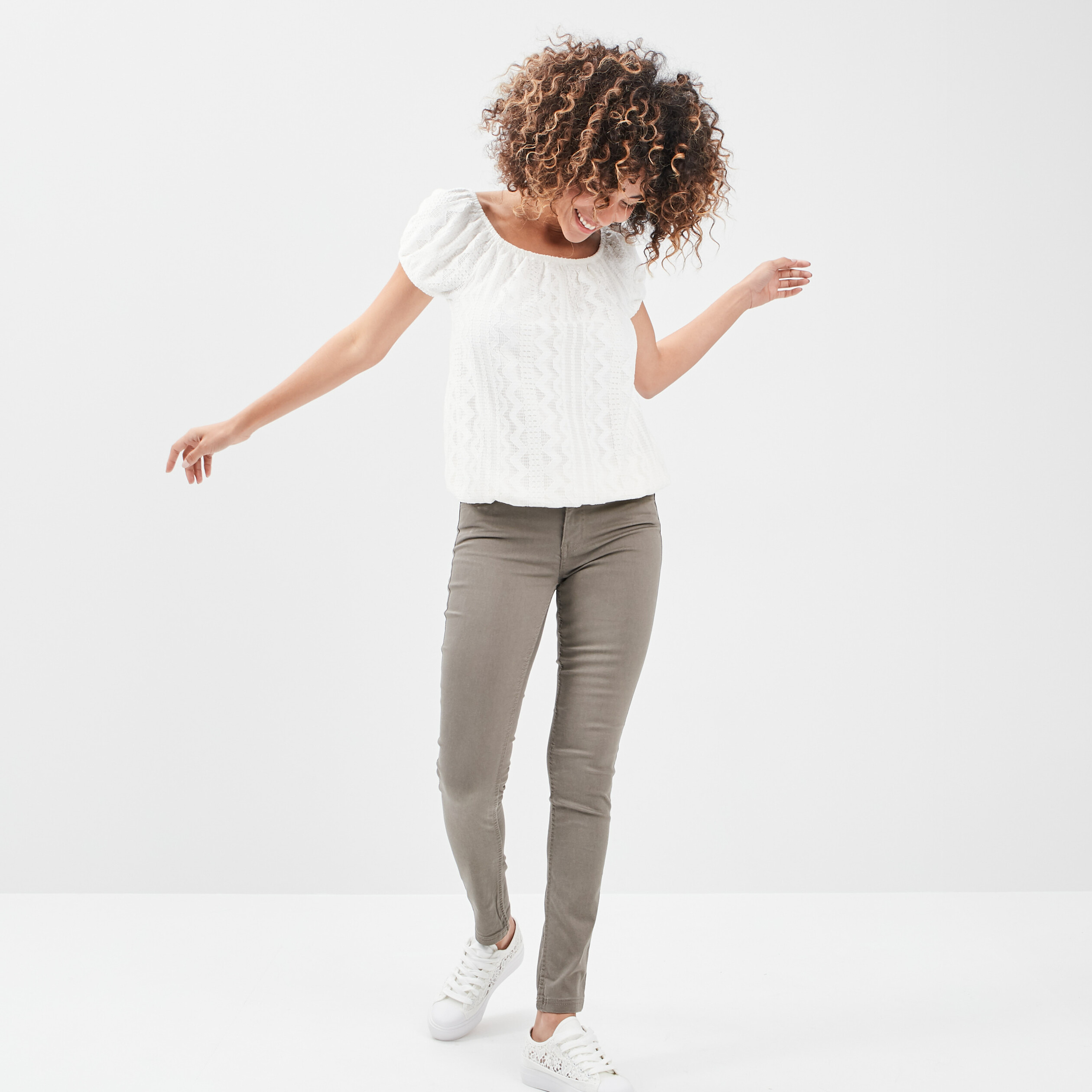 T-shirt manches courtes ecru femme