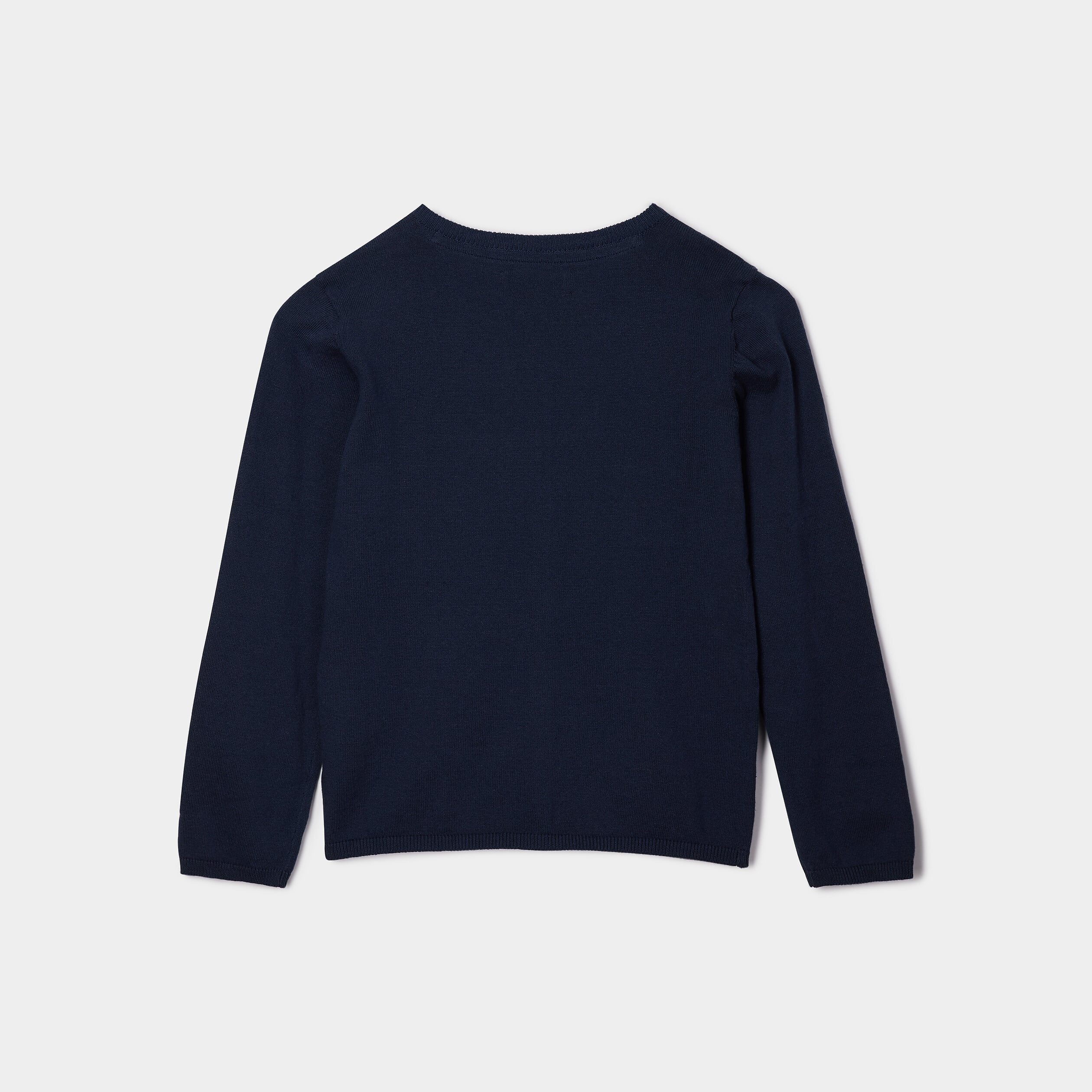 Gilet boutonn&eacute; coton m&eacute;lang&eacute; bleu marine fille