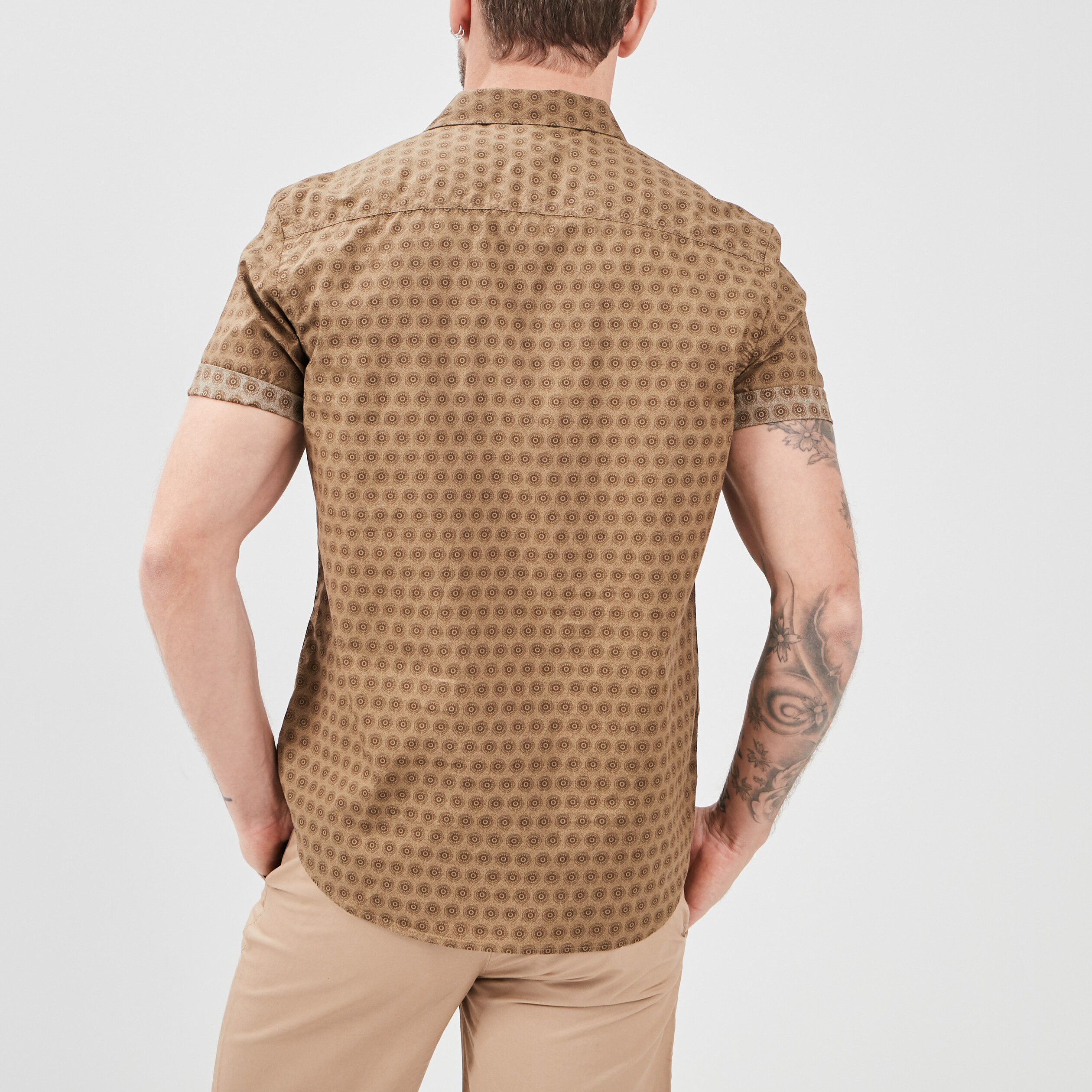 Chemise manches courtes vert kaki homme