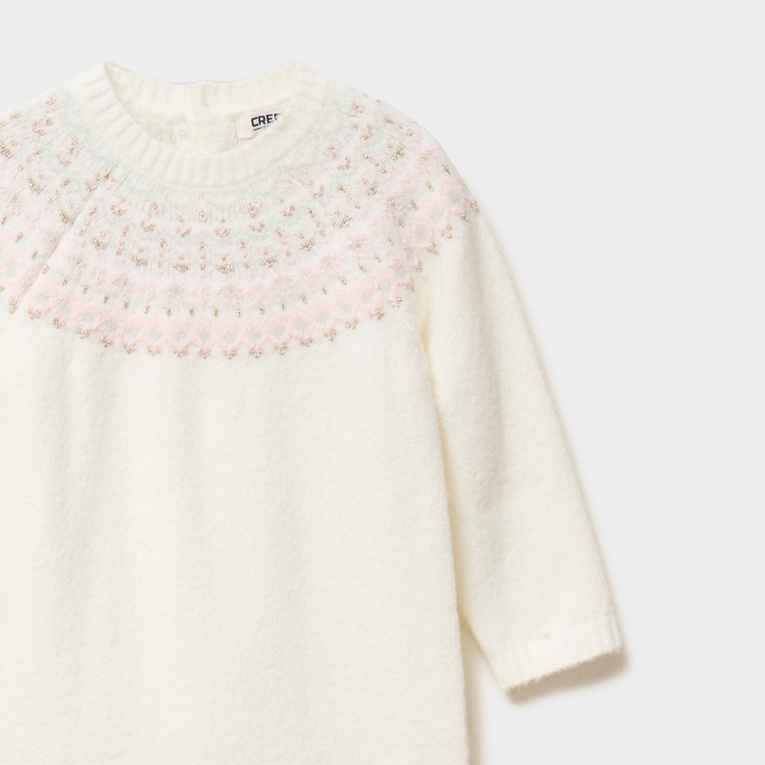 Ensemble robe-pull et collants blanc b&eacute;b&eacute; fille