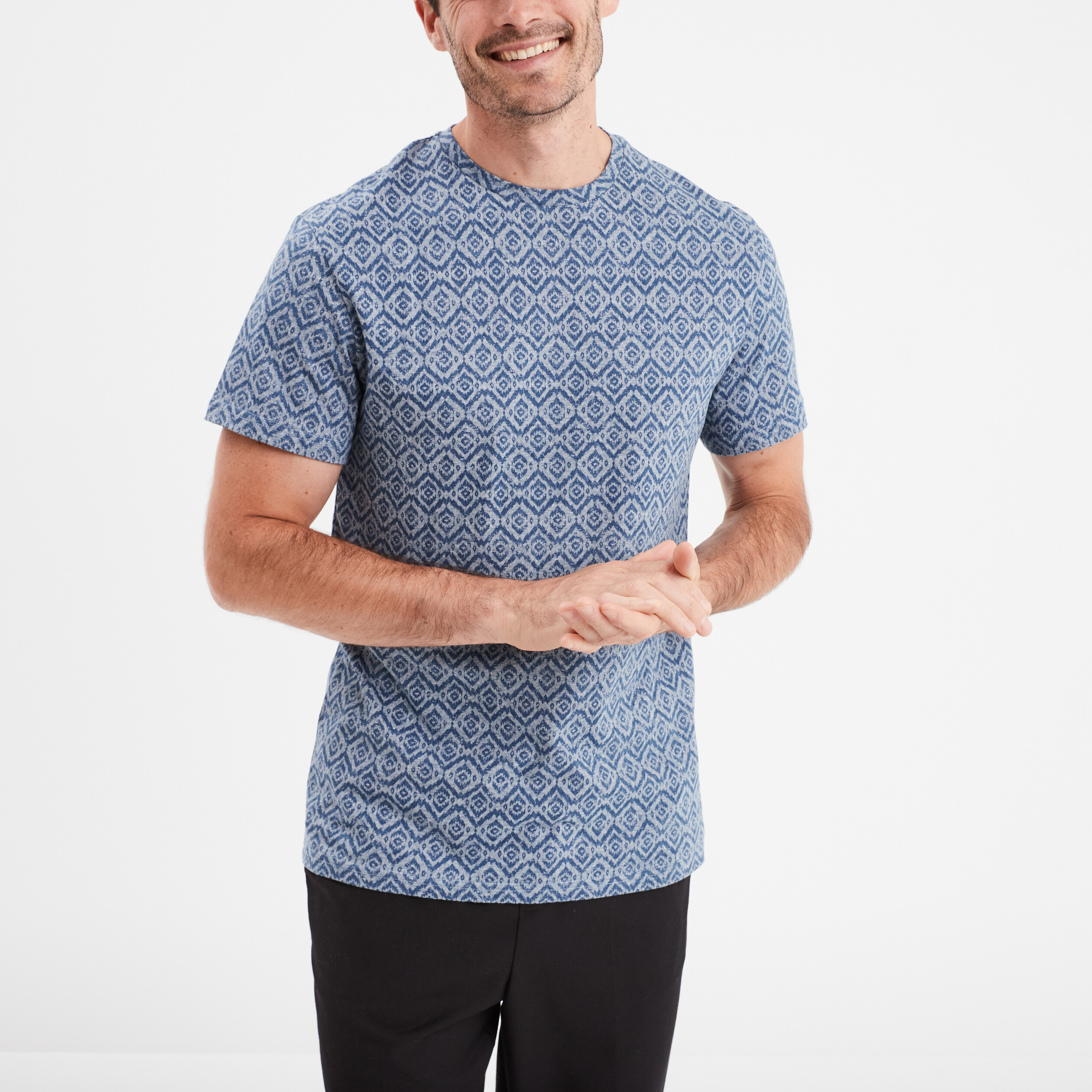 t shirt manches courtes col rond bleu marine homme T-shirt manches courtes col rond bleu marine homme