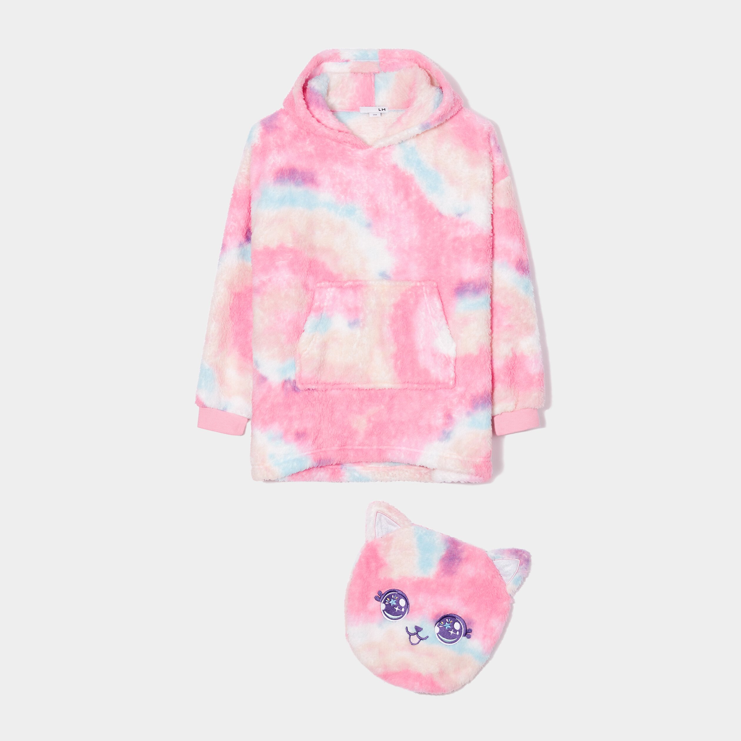 Ensemble poncho plaid et pochette multicolore fille
