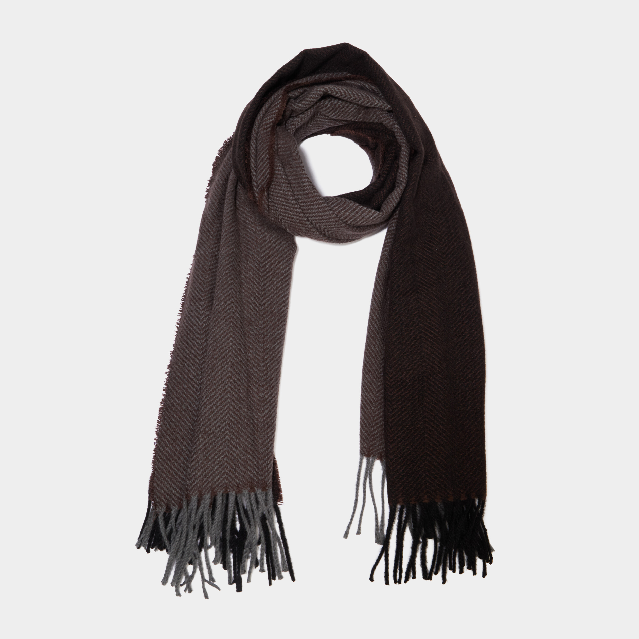 &Eacute;charpe &agrave; franges marron fonc&eacute; homme