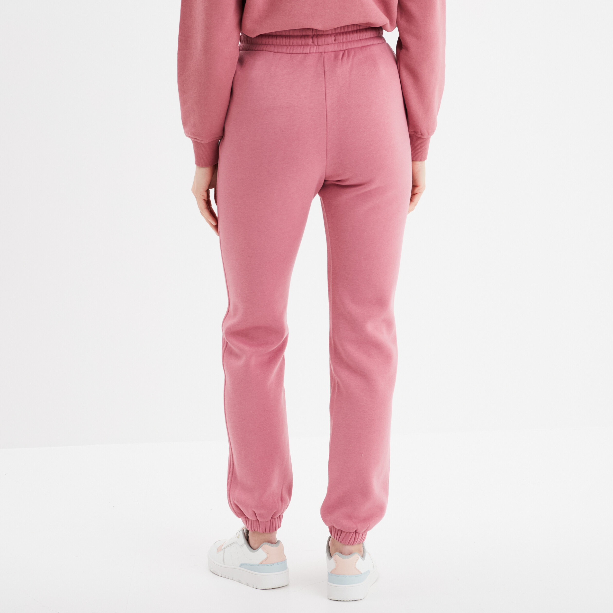 Pantalon jogging droit molleton vieux rose femme