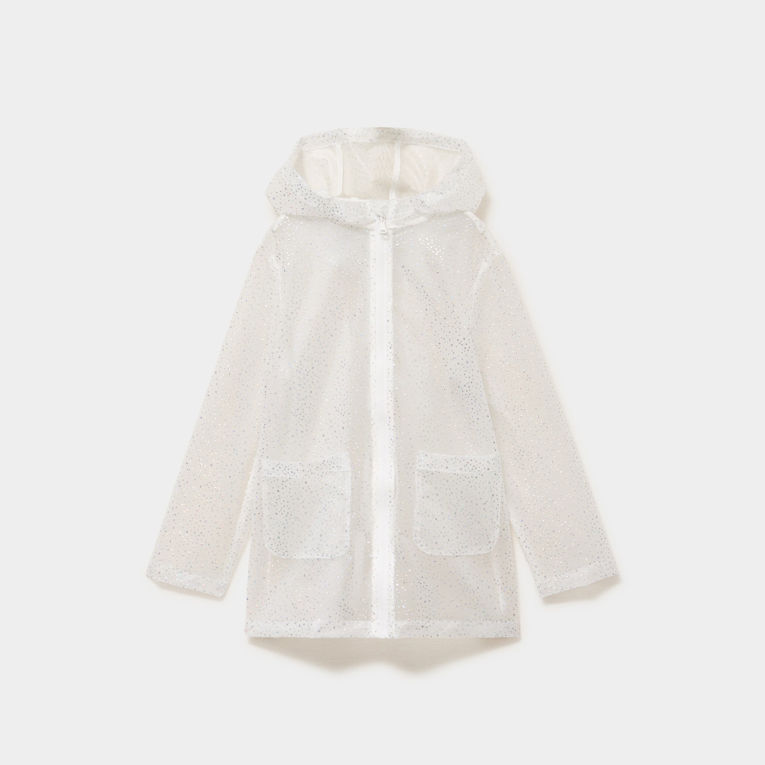Parka coupe-vent d&eacute;perlante &agrave; strass ivoire fille