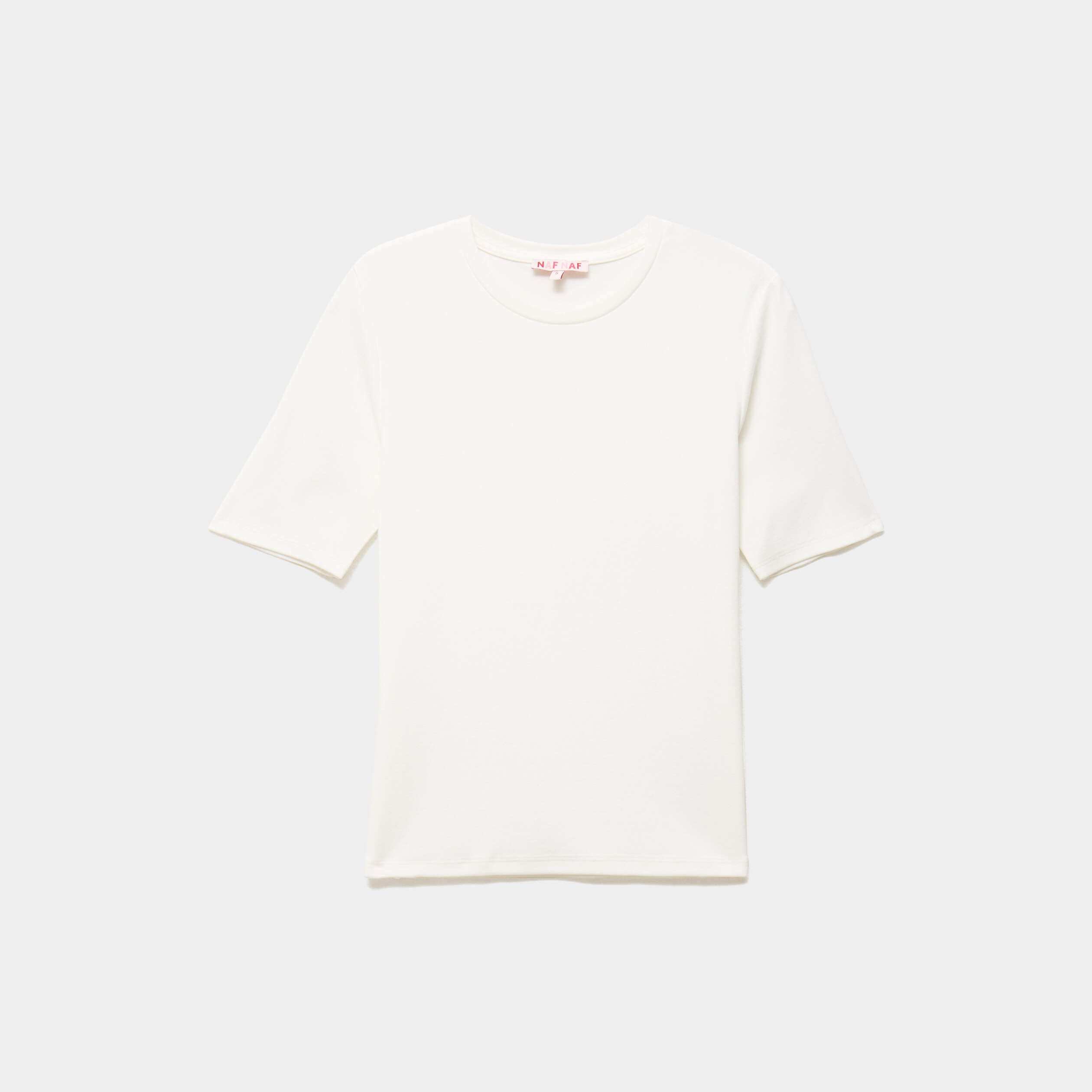 T-shirt col rond manches courtes ajust&eacute; blanc femme