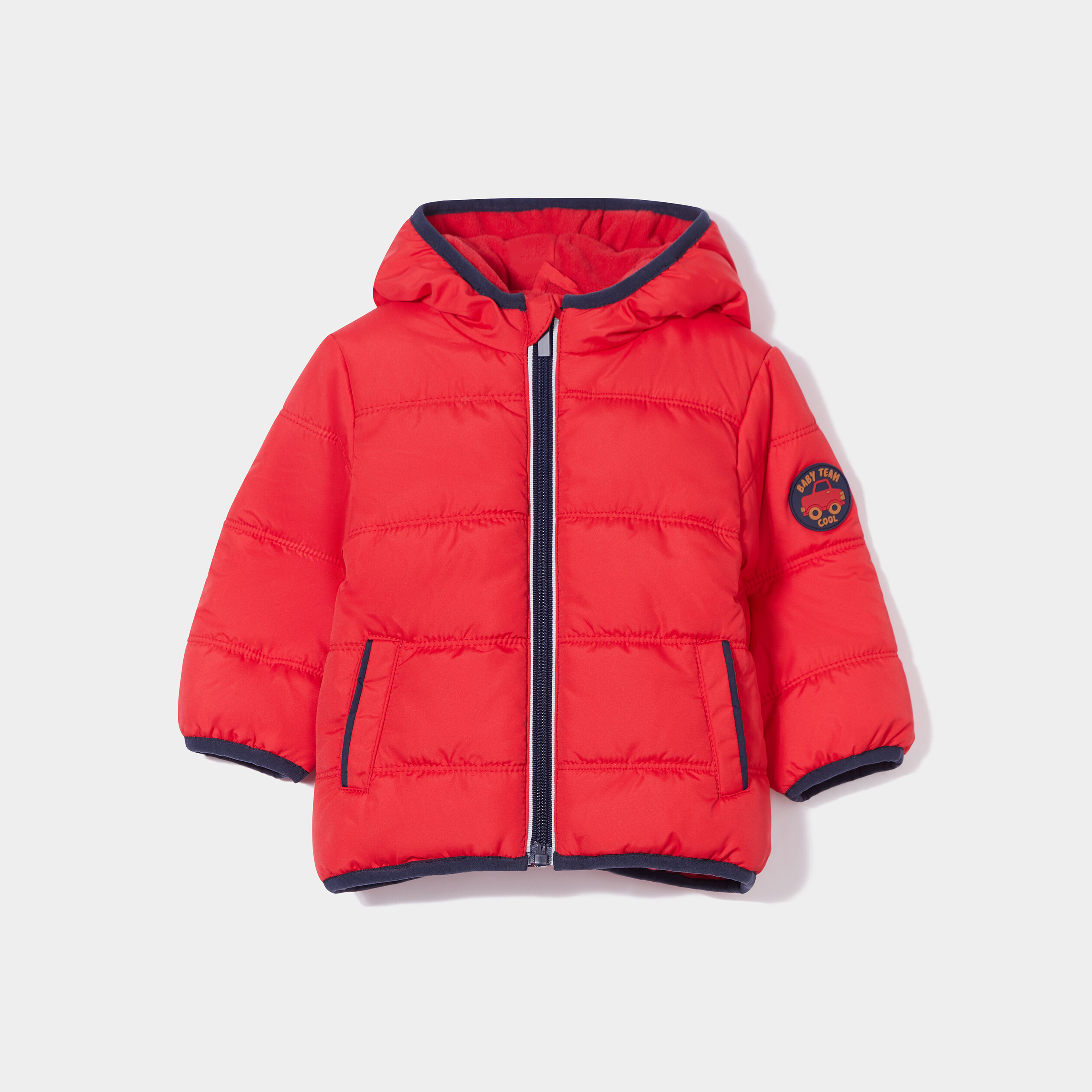 doudoune a capuche doublure polaire rouge bebeg Doudoune à capuche doublure polaire rouge bébé garçon