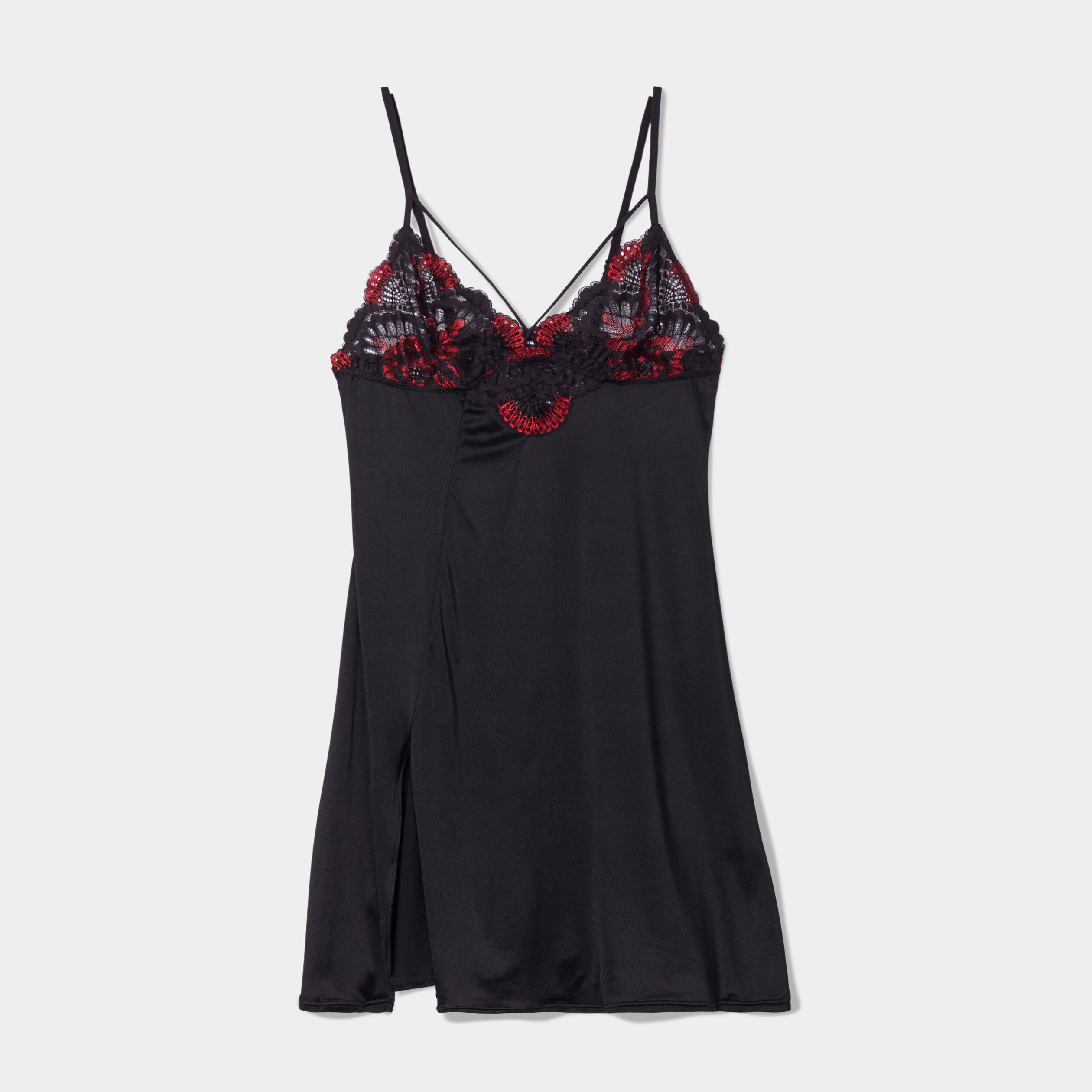 Nuisette fendue avec dentelle noir femme