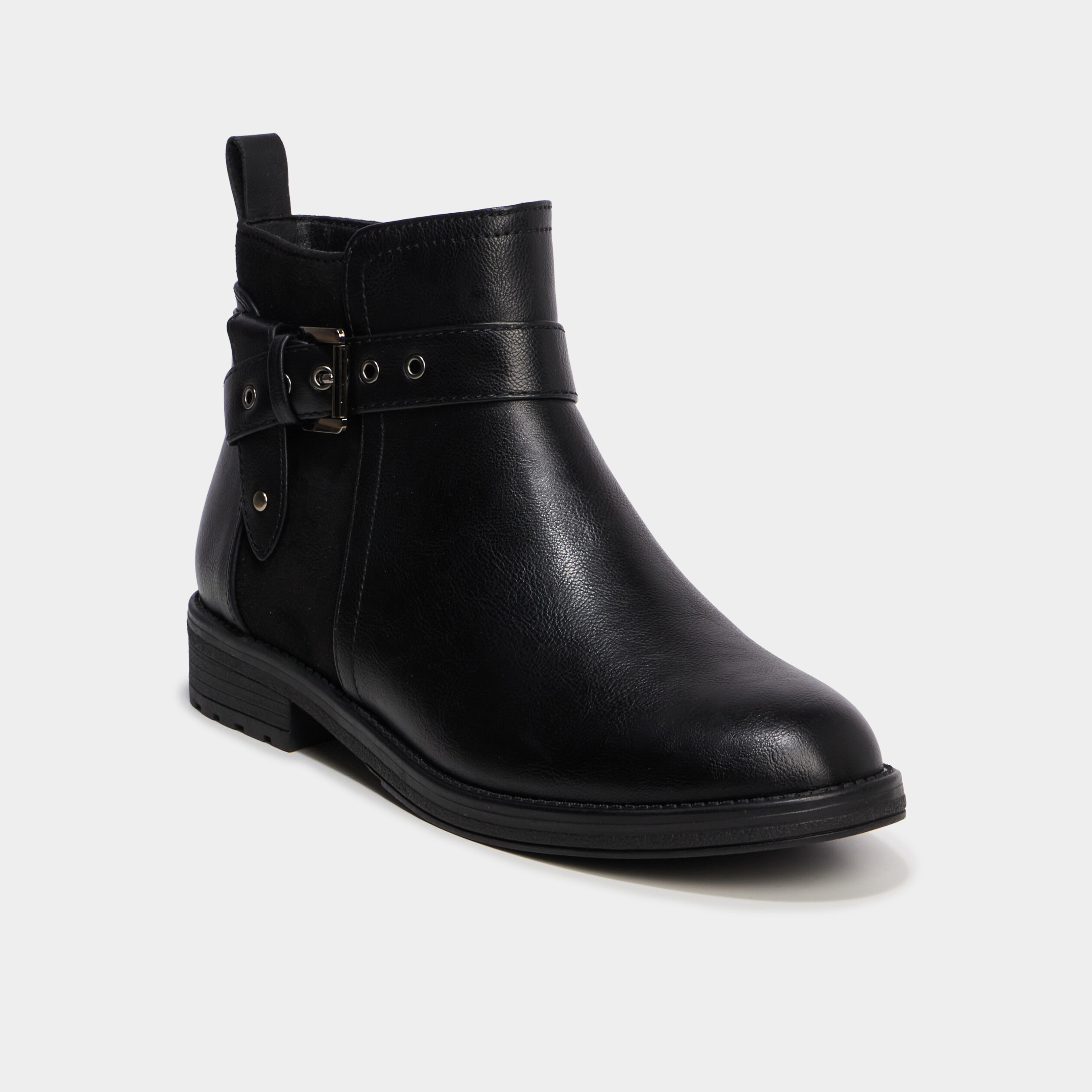 Bottines avec boucles et talons 2 cm noir femme