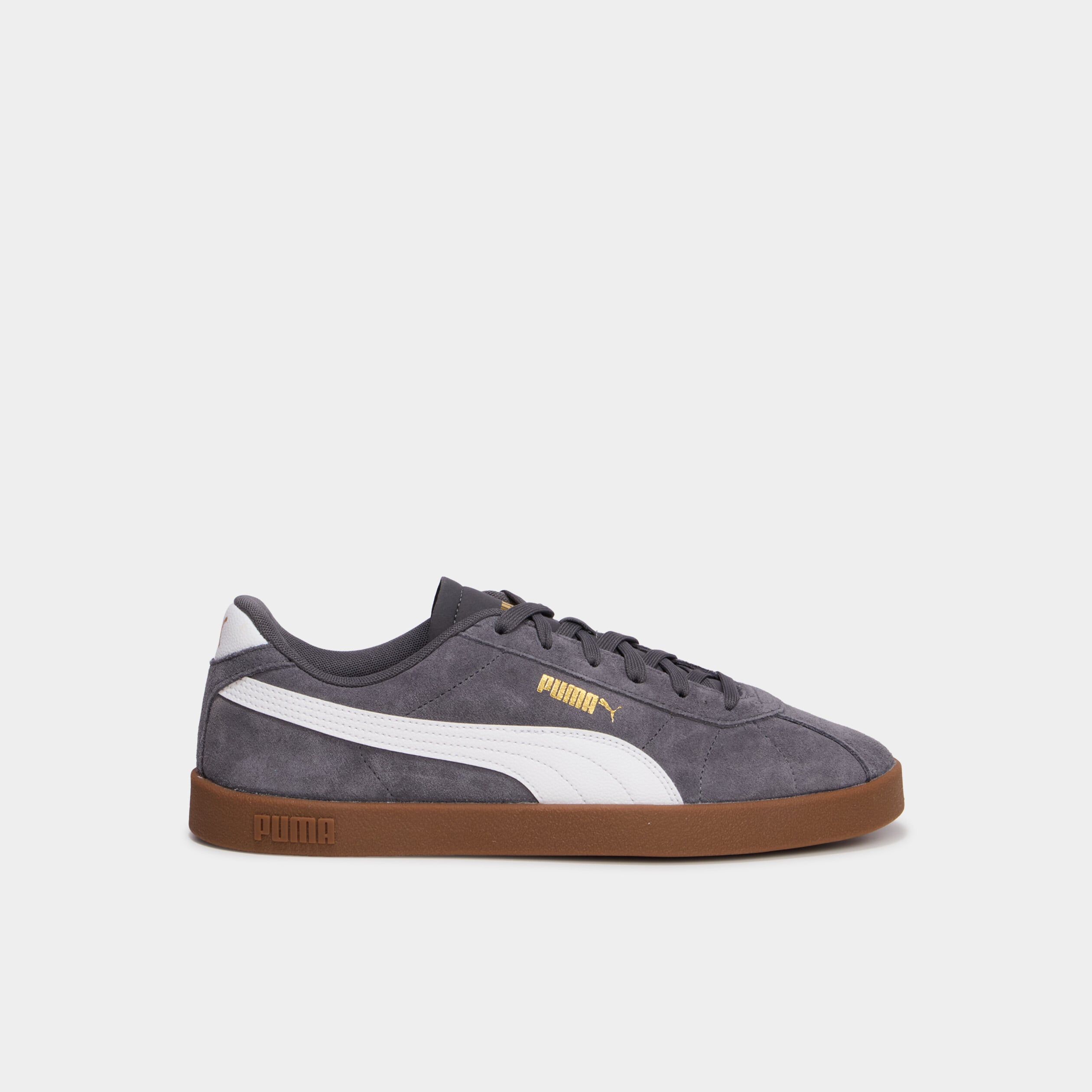 Baskets &agrave; lacets en cuir Puma Club II gris fonc&eacute; homme