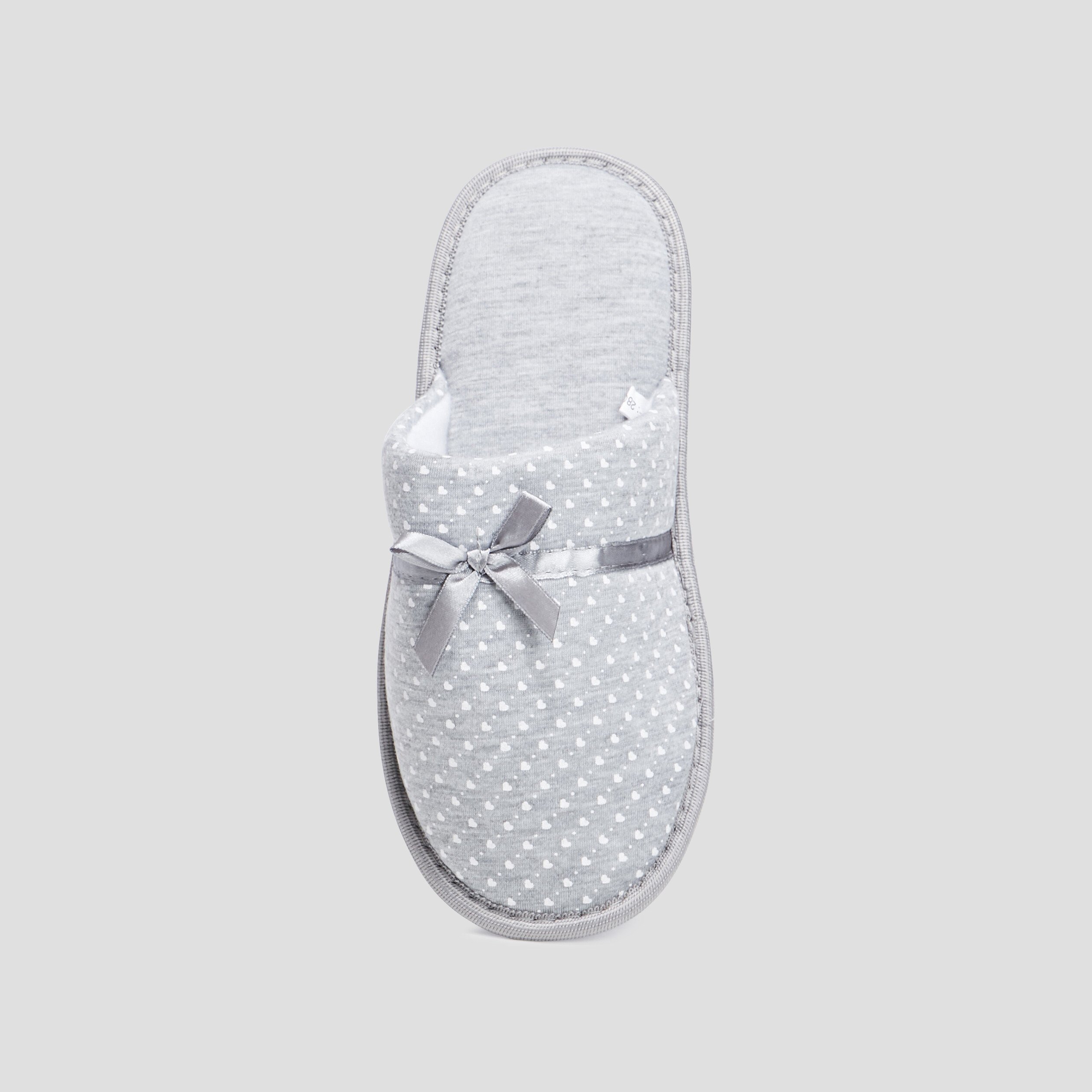 chaussons mules petits coeurs gris femme Chaussons mules petits coeurs gris femme