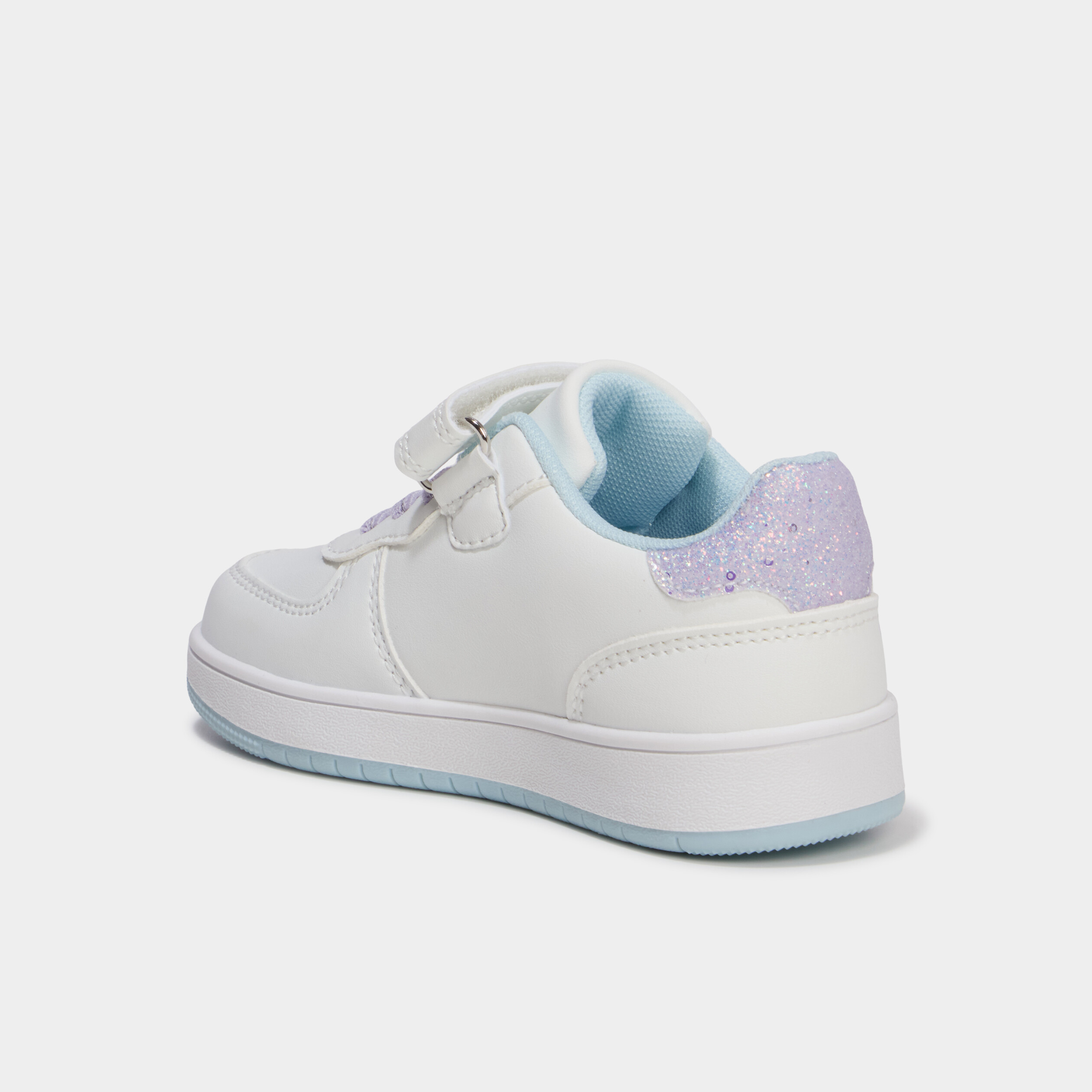Tennis basses &agrave; scratchs et sequins blanc fille