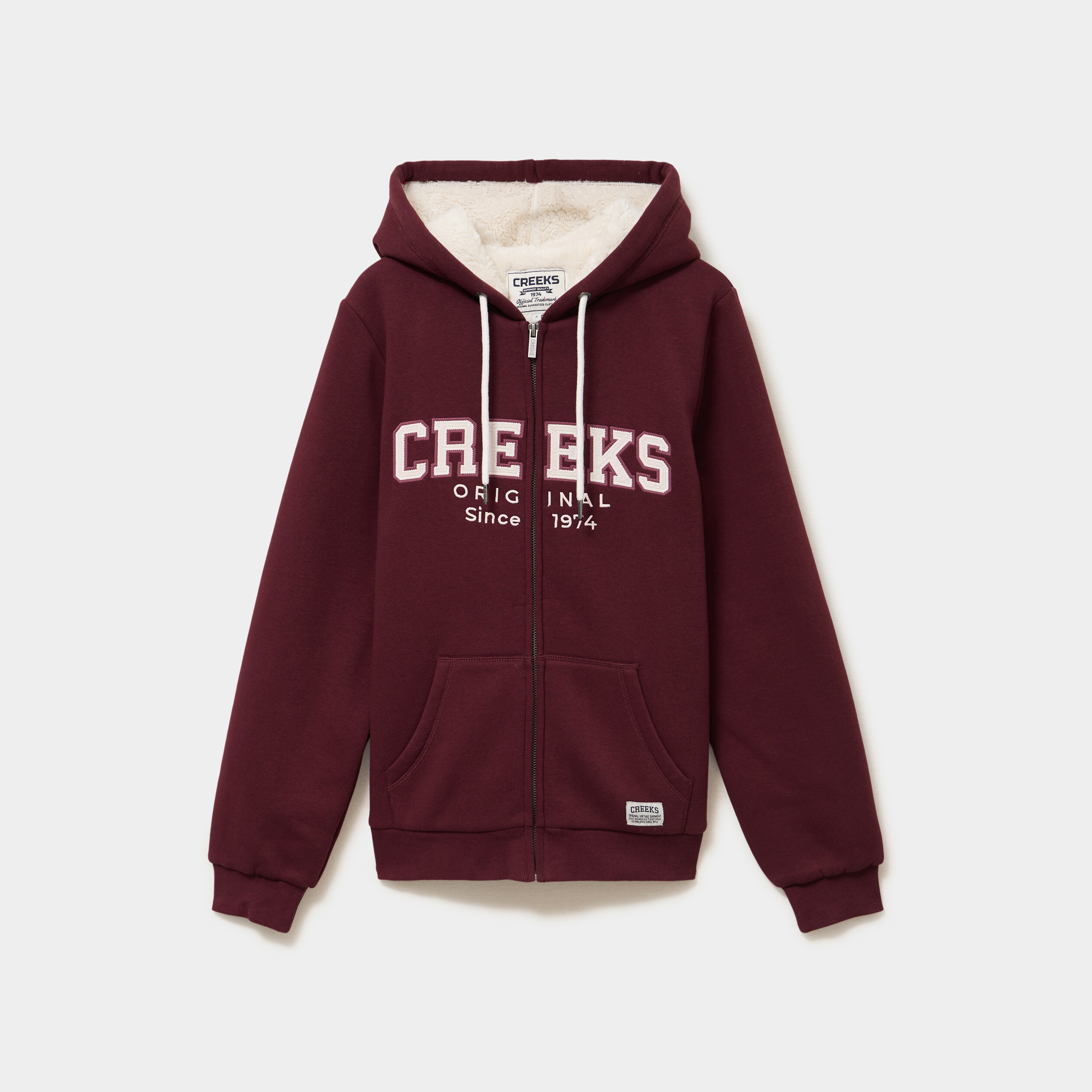 Sweat &agrave; capuche doublure effet sherpa violet fonc&eacute; femme