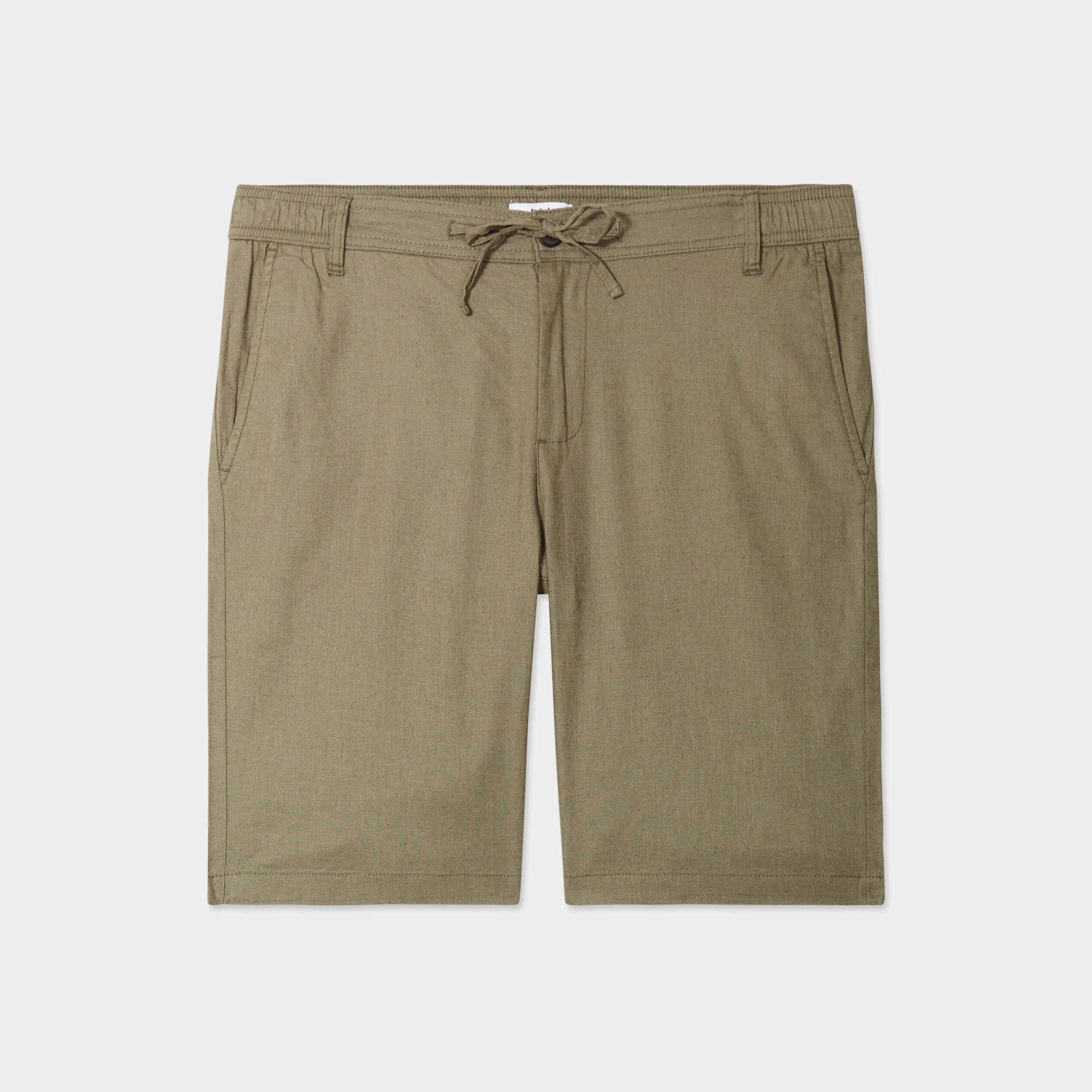 bermuda chino a coulisse lin melange vert kaki homme Bermuda chino à coulisse lin mélangé vert kaki homme