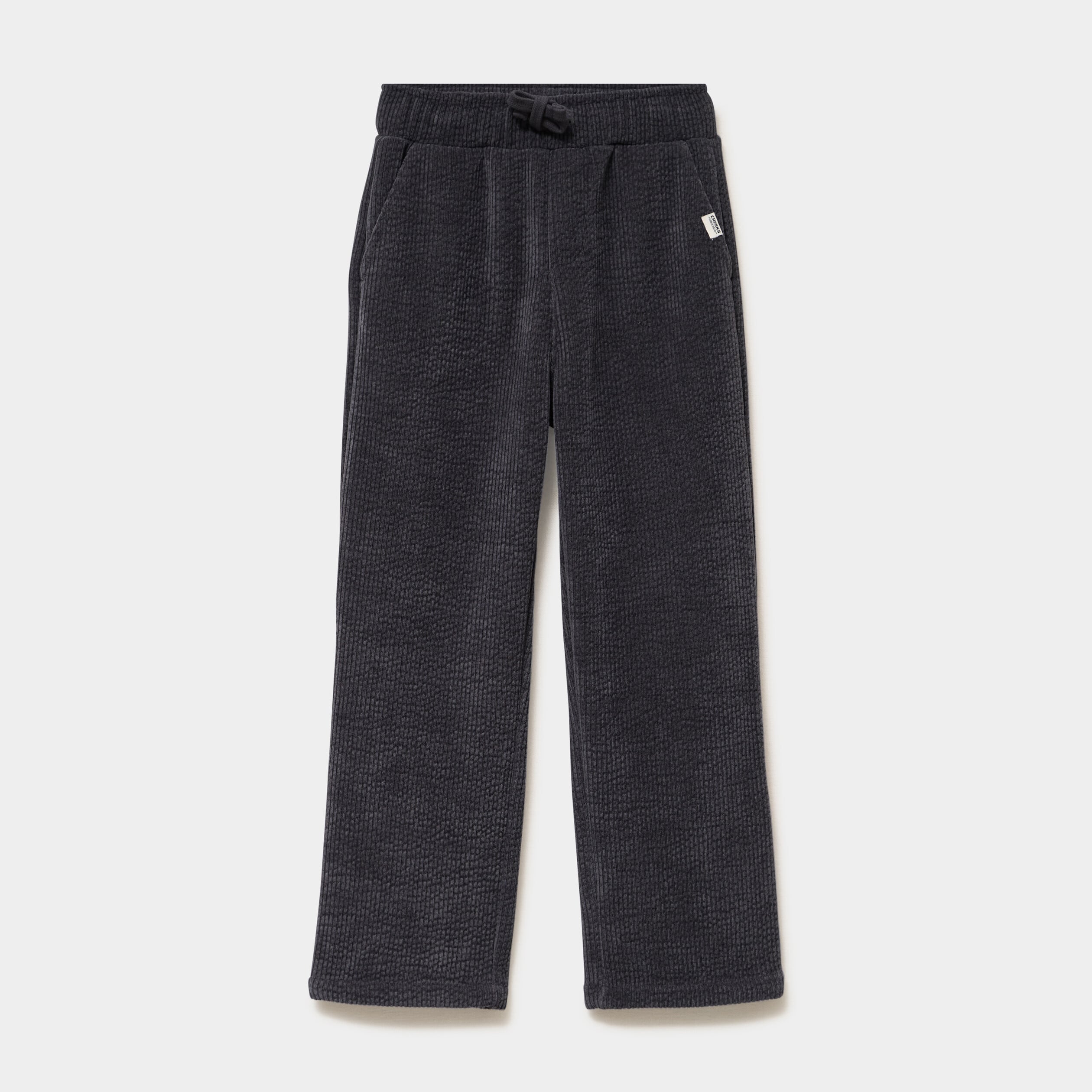 Pantalon relax effet velours c&ocirc;tel&eacute; gris fonc&eacute; gar&ccedil;on