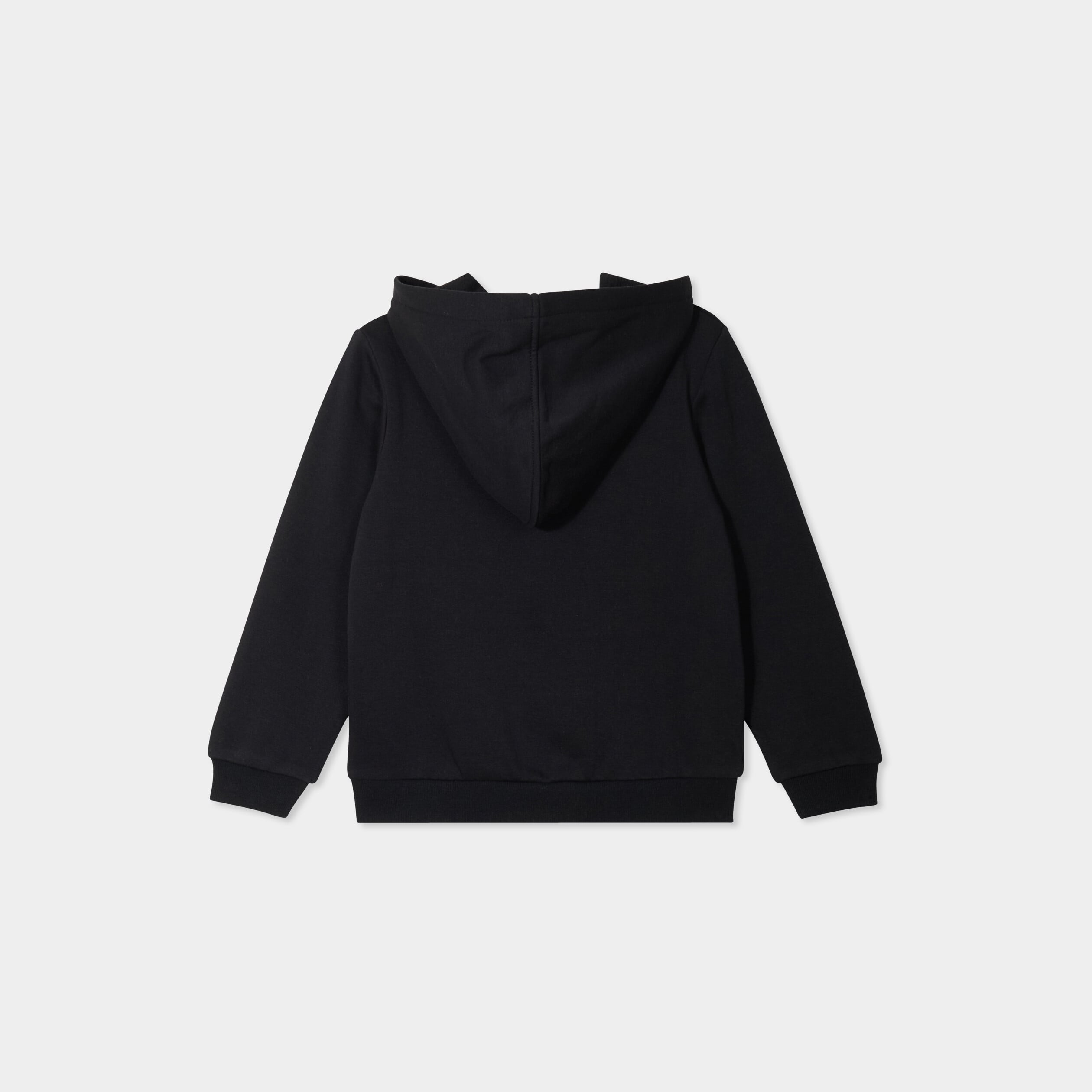Sweat zipp&eacute; &agrave; capuche droit molleton noir fille