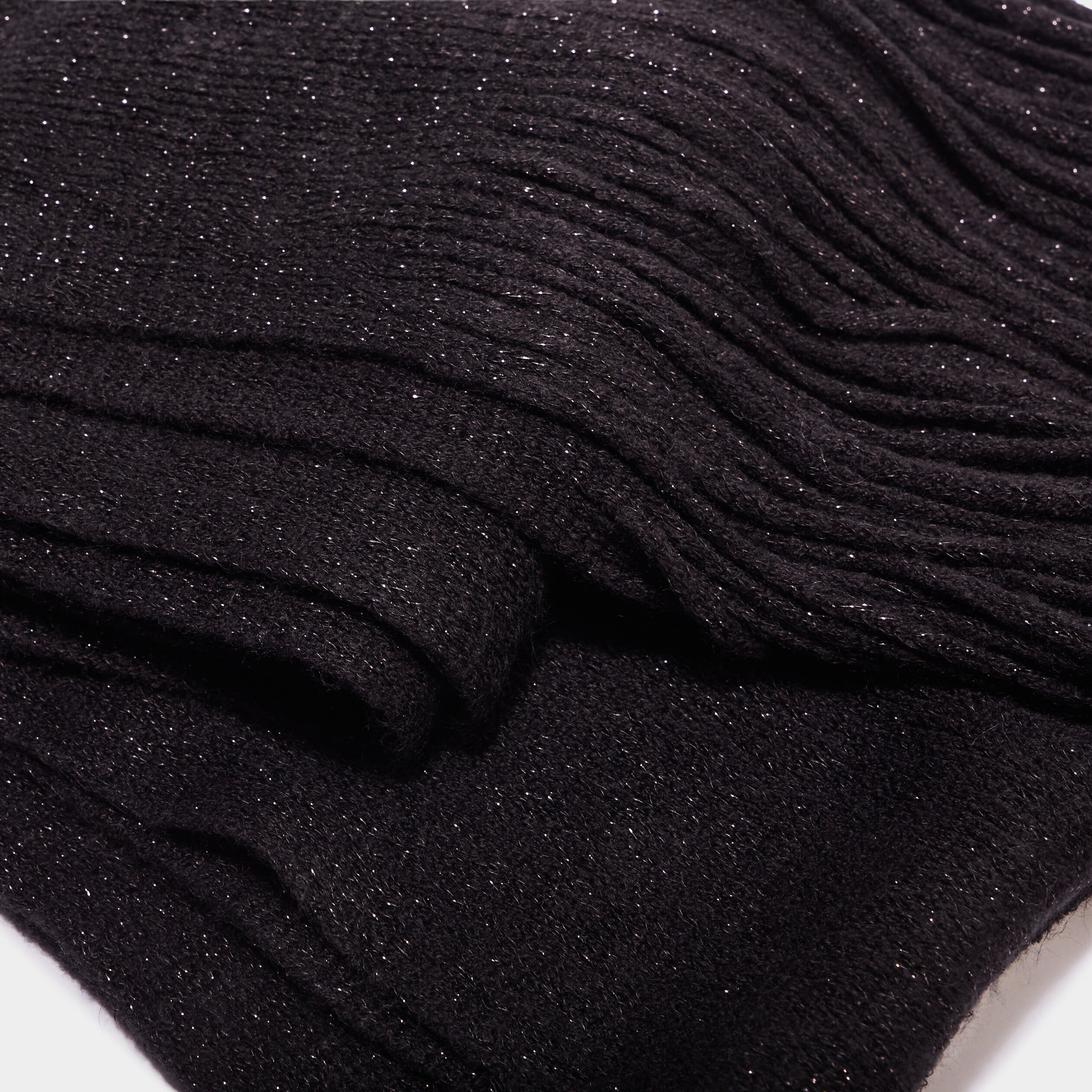 &Eacute;charpe tricot&eacute;e &agrave; franges noir femme