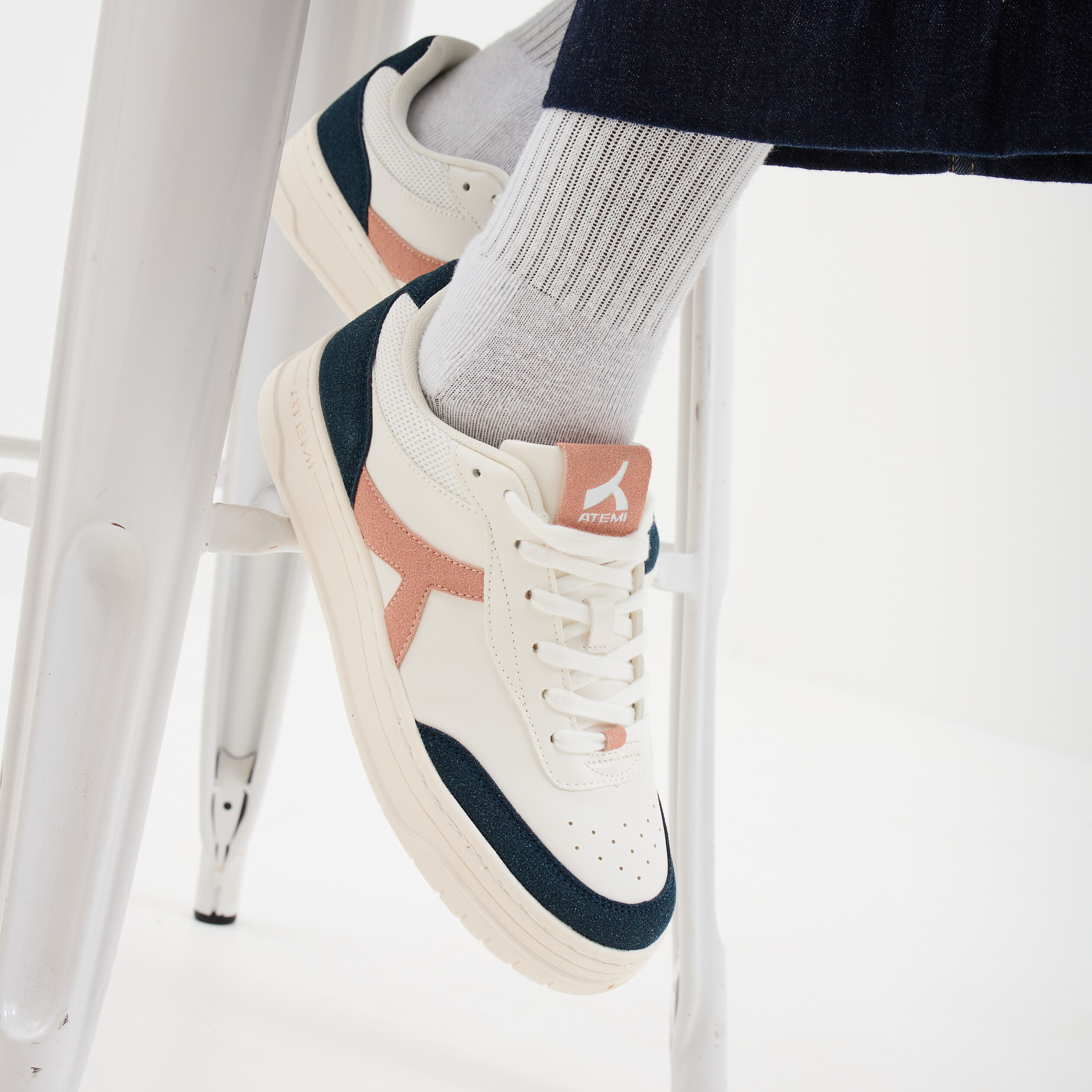 Tennis basses à lacets bleu femme La Halle