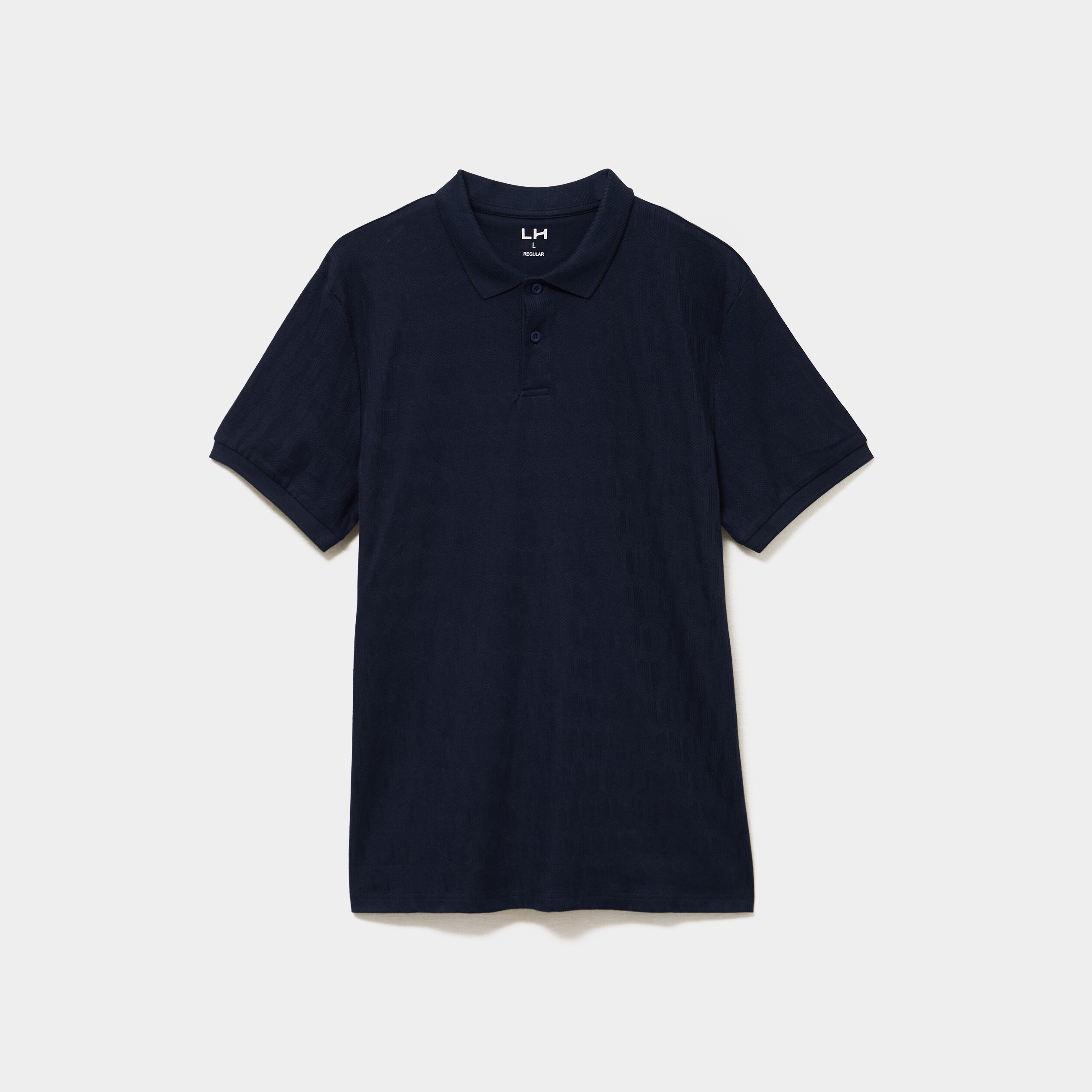 Polo textur&eacute; manches courtes bleu marine homme