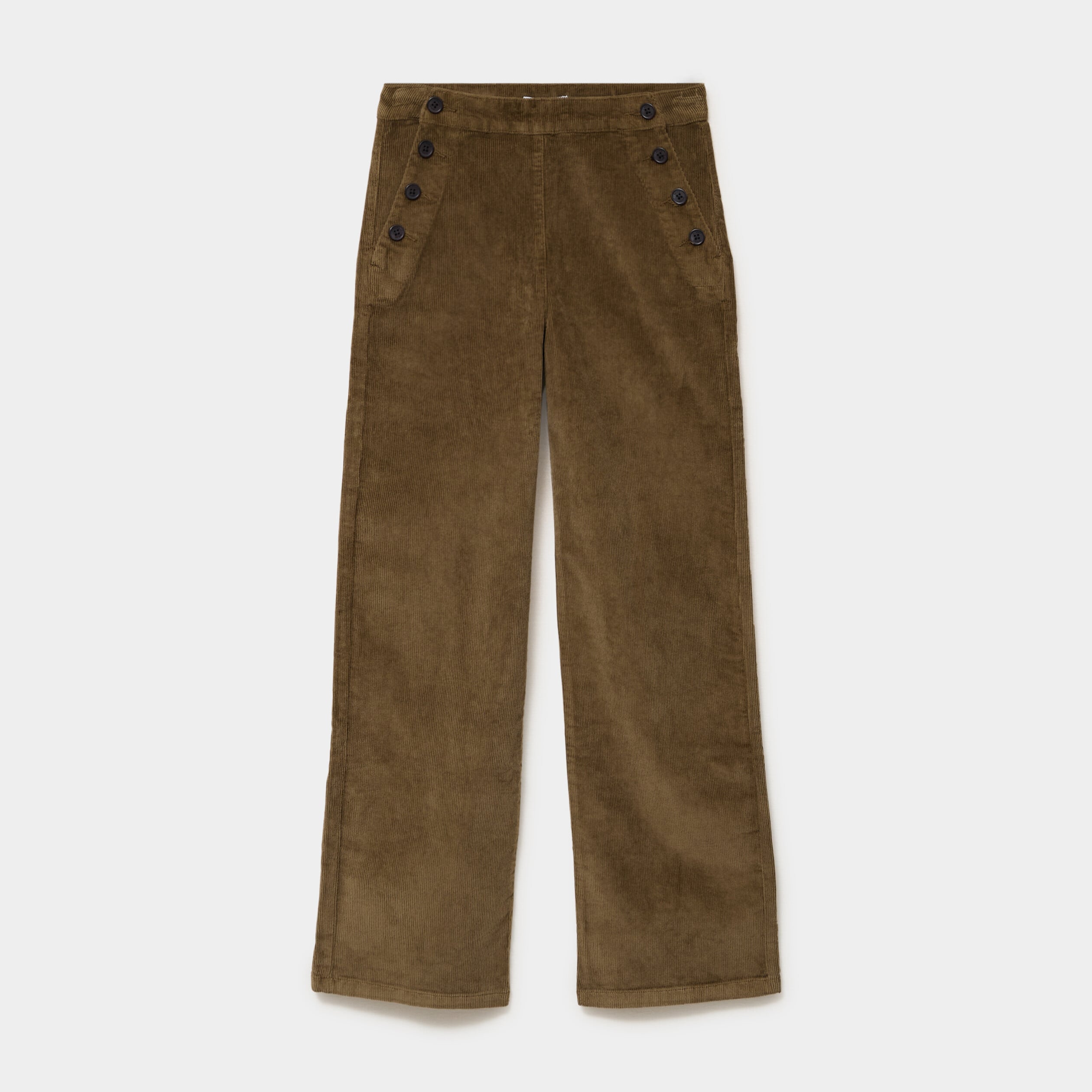 Pantalon &agrave; pont velours 7/8&egrave;me vert kaki femme