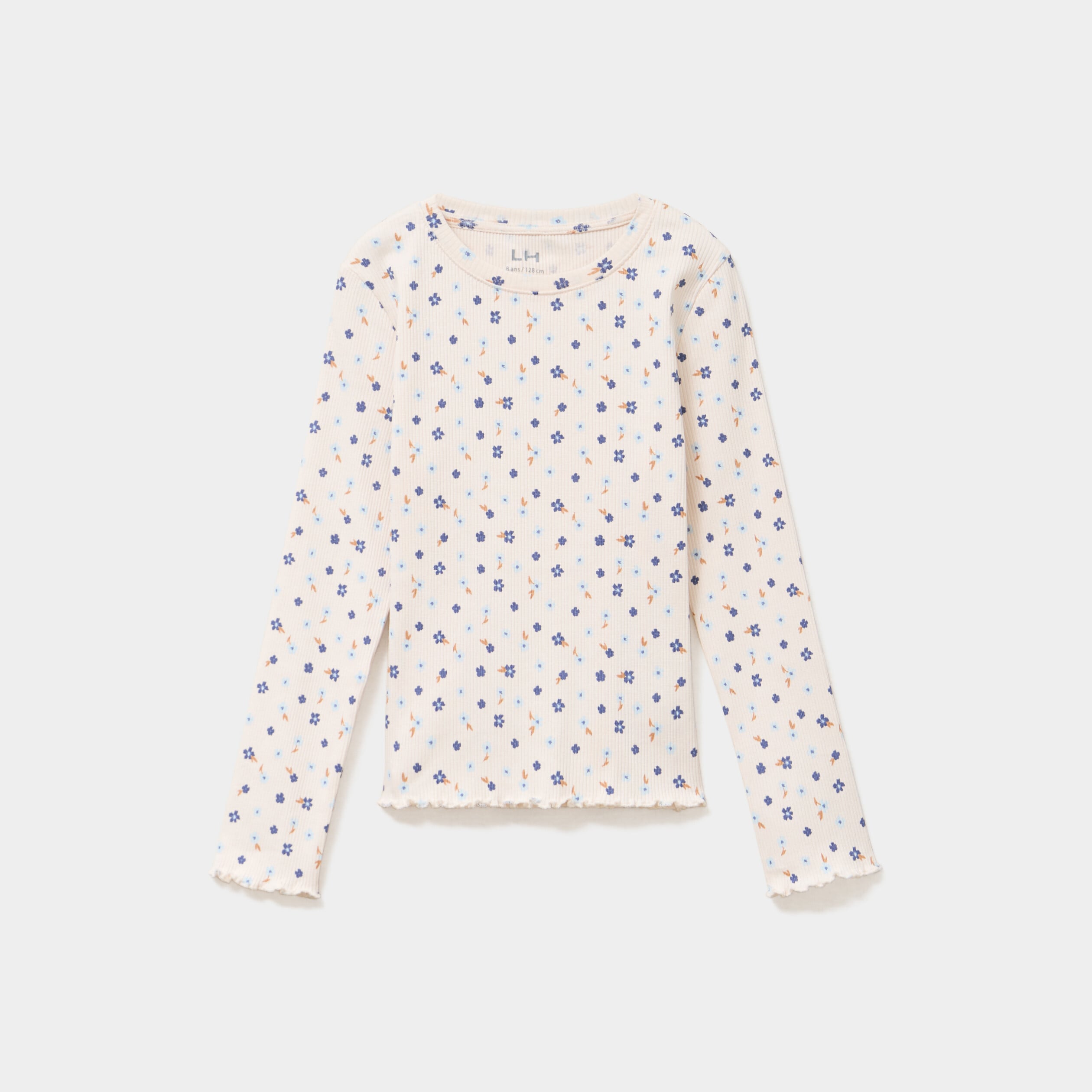 T-shirt c&ocirc;tel&eacute; ajust&eacute; manches longues beige fille