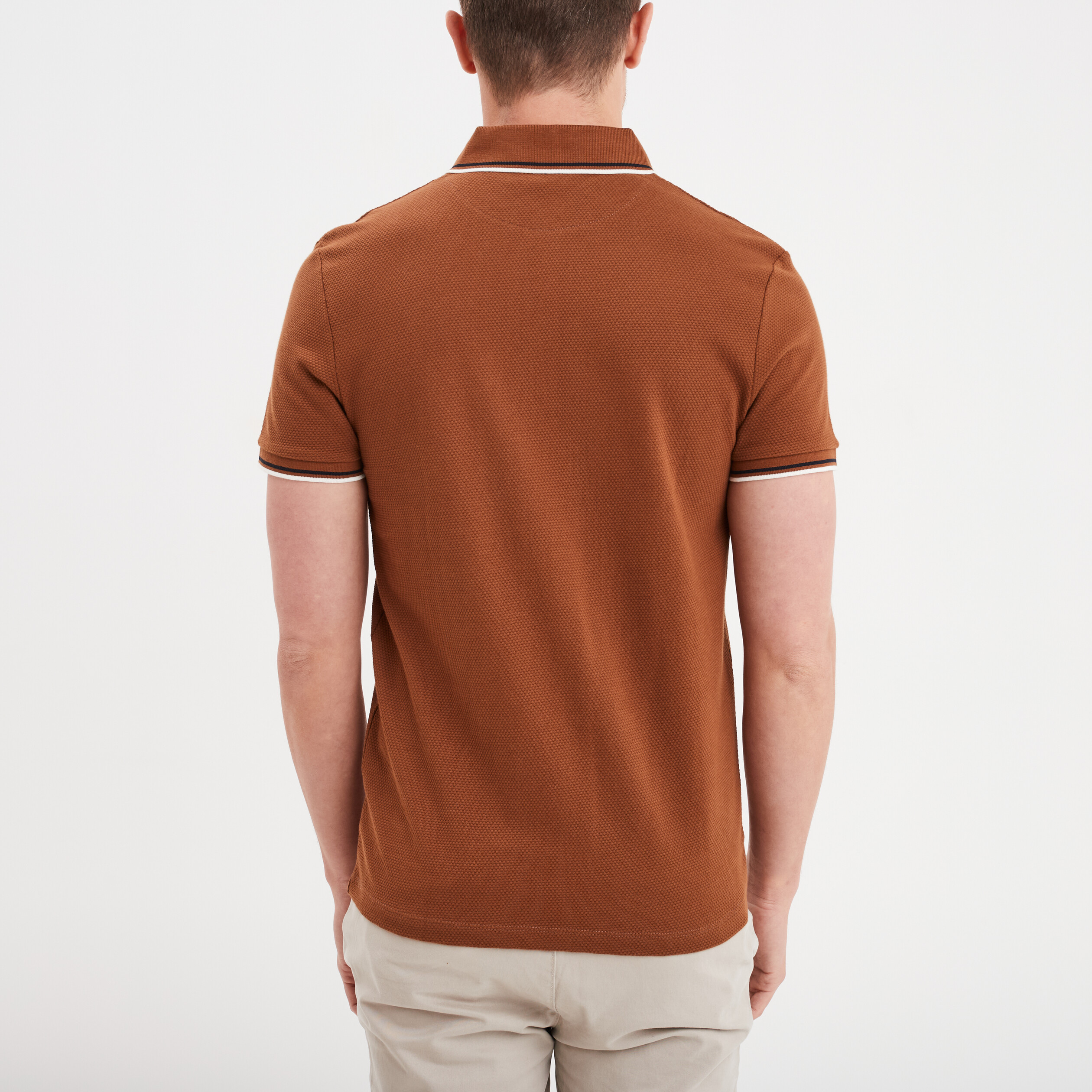 Polo manches courtes 1 poche coton marron homme