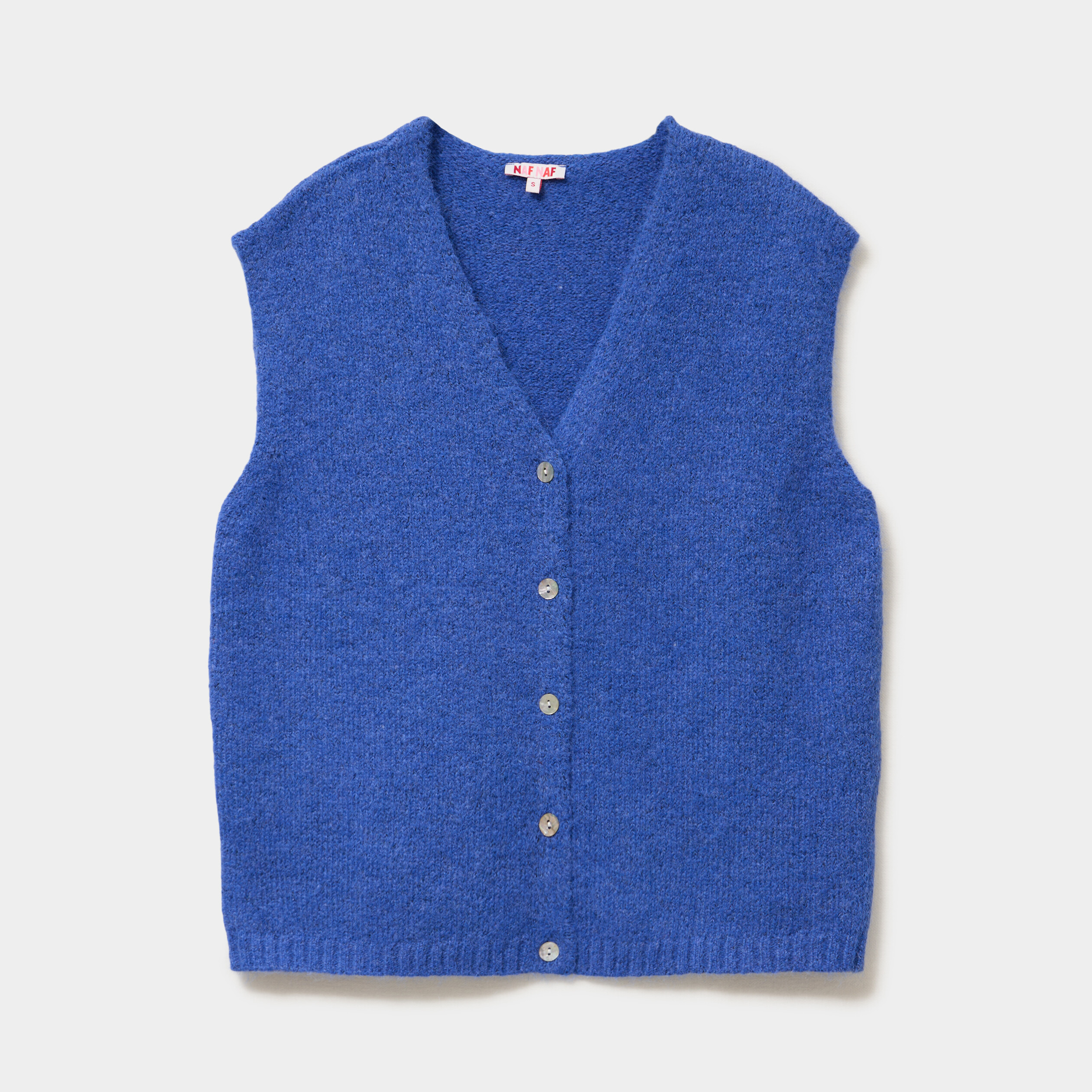 Gilet sans manches col en V bleu roi femme