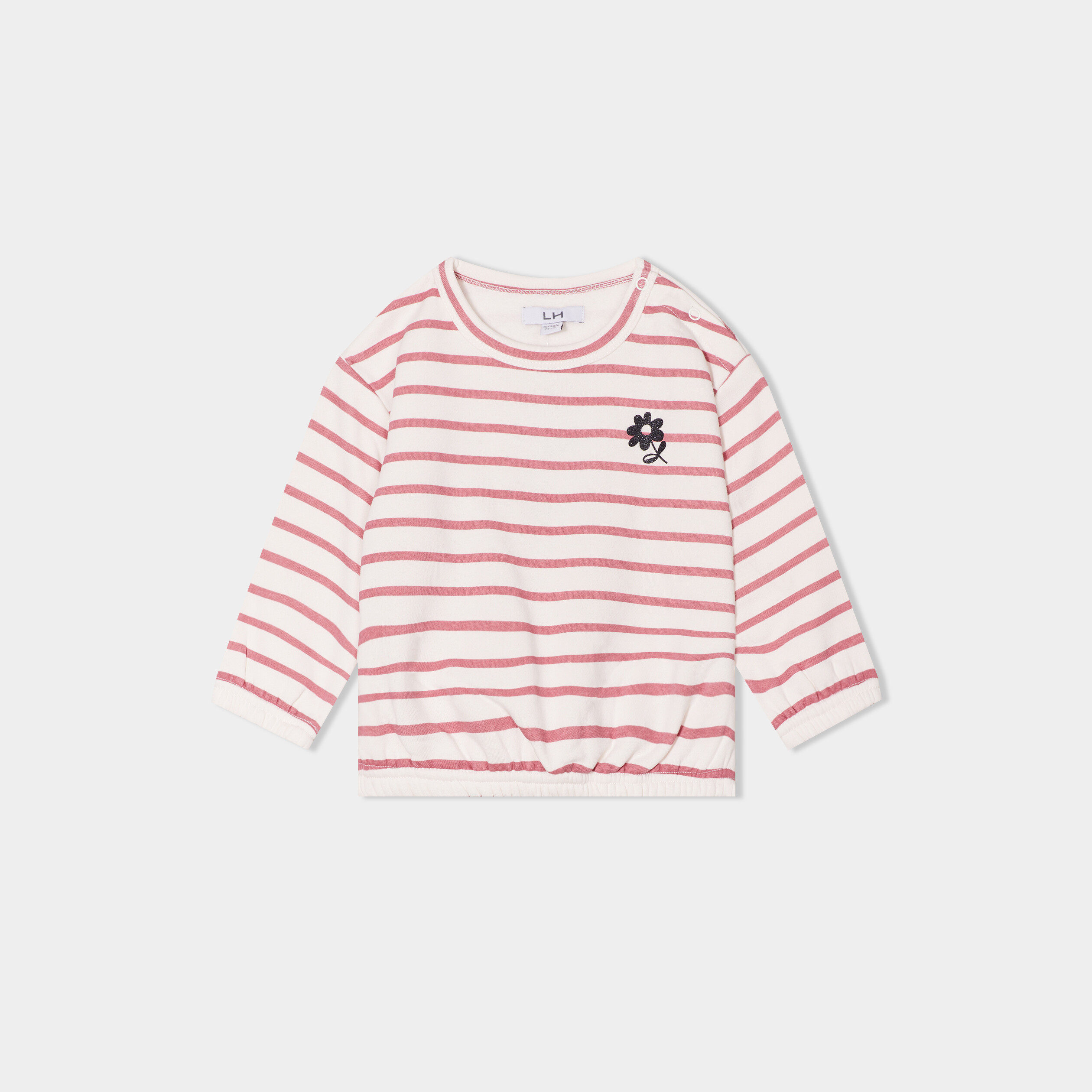 sweat manches longues details pailletes vieux rose bebef Sweat manches longues détails pailletés vieux rose bébé fille