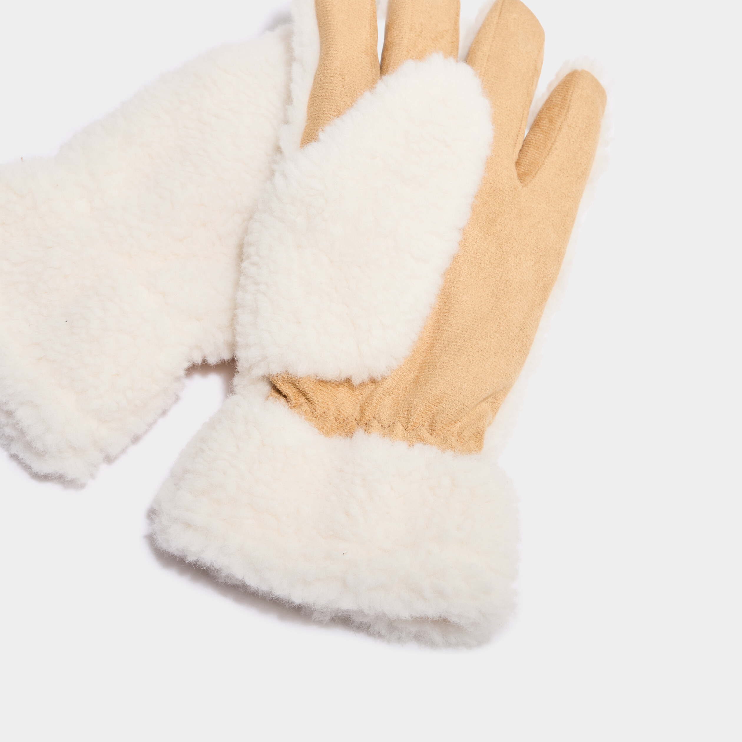 Gants effet polaire ivoire femme