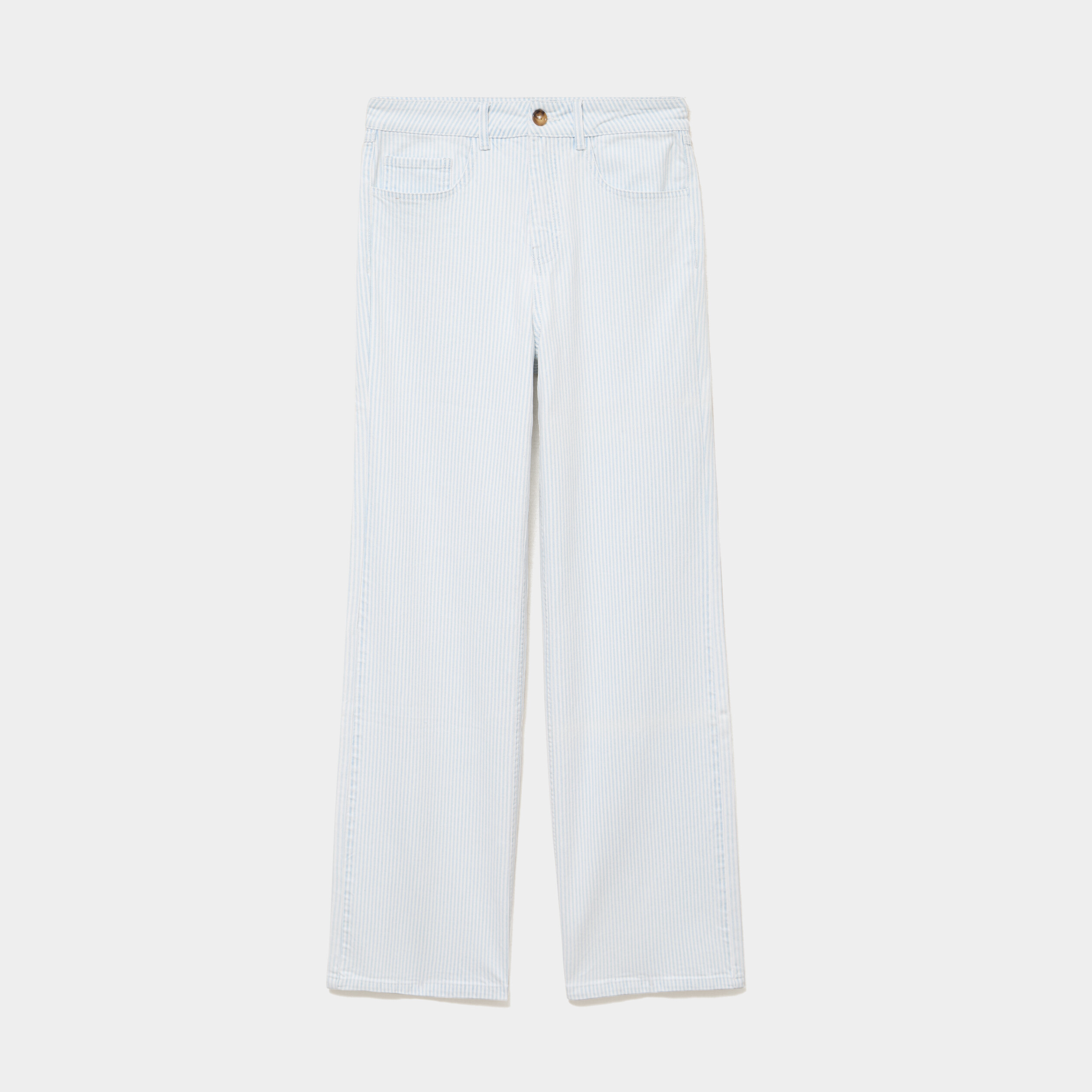 Jean droit taille haute coton blanc femme