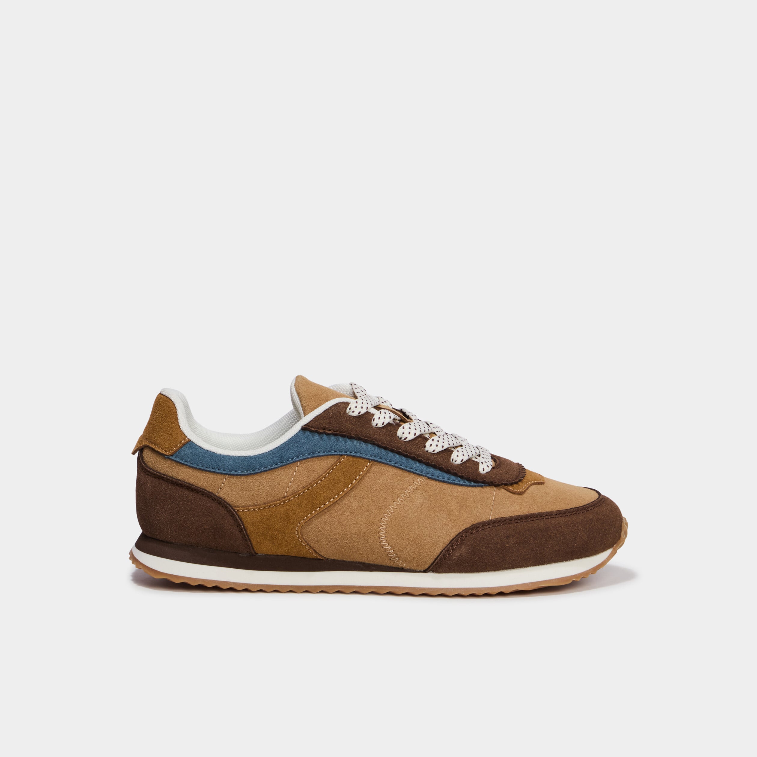 Baskets su&eacute;dine &agrave; lacets marron fonc&eacute; femme