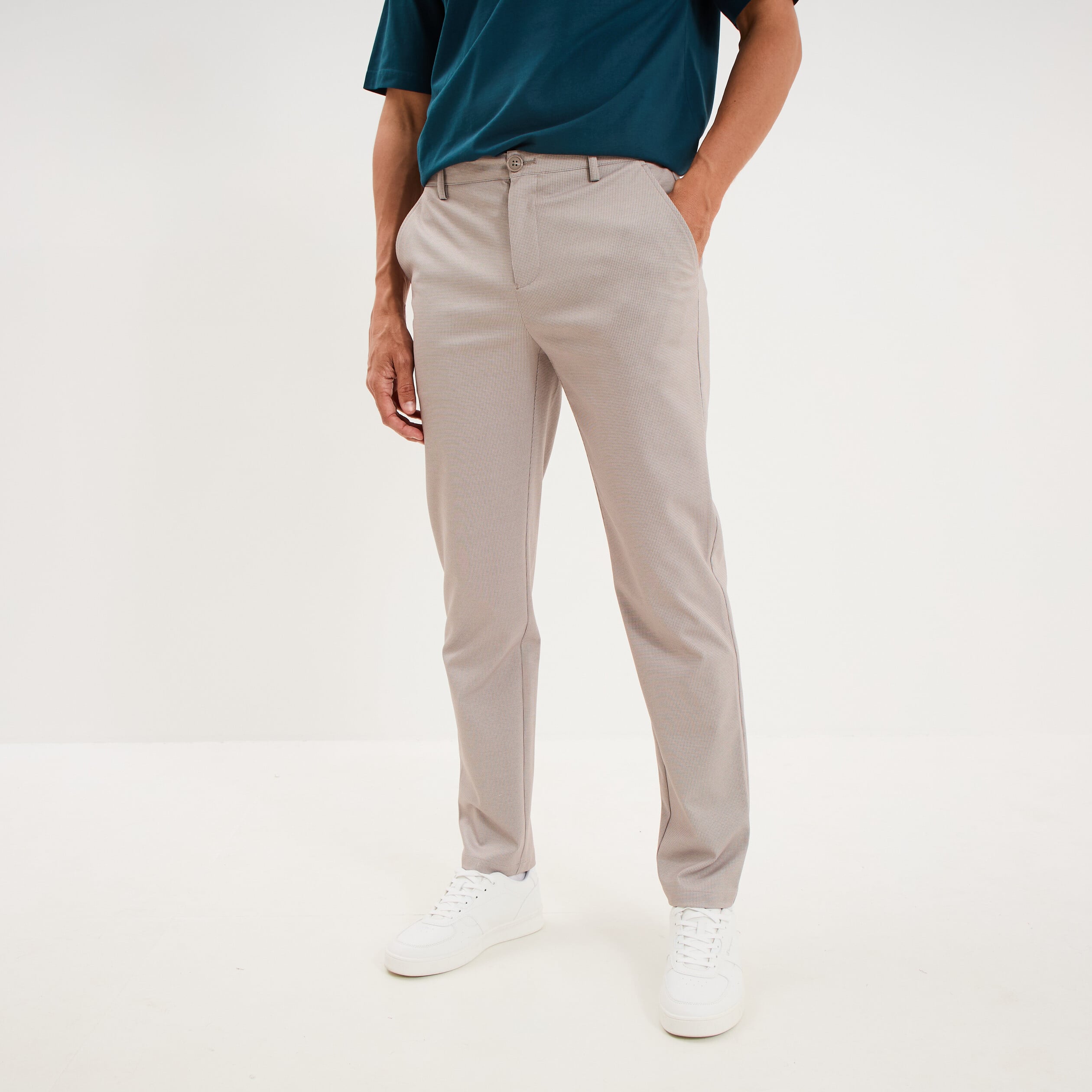 Pantalon chino slim beige clair homme
