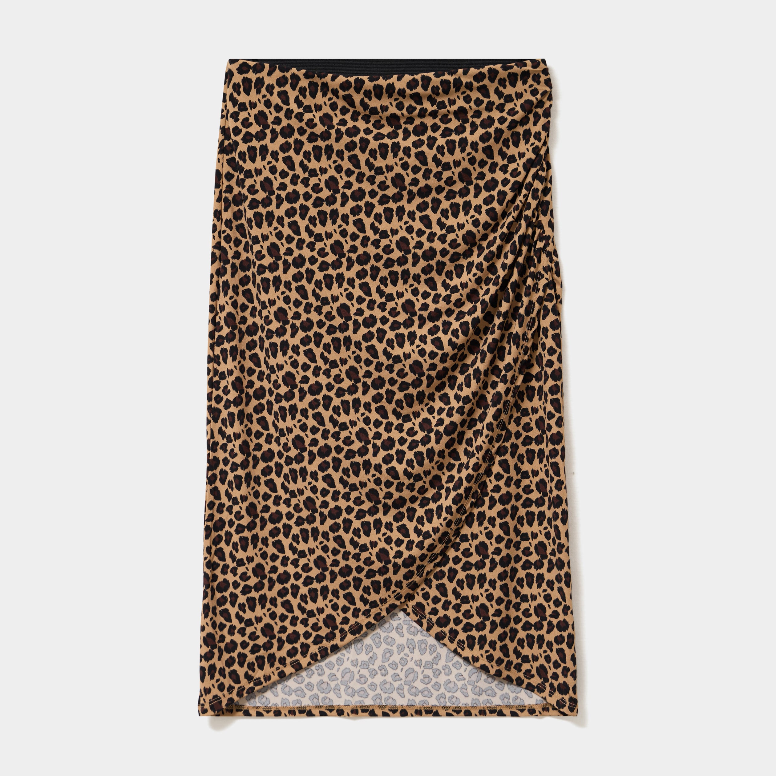 Jupe longue portefeuille stretch beige femme