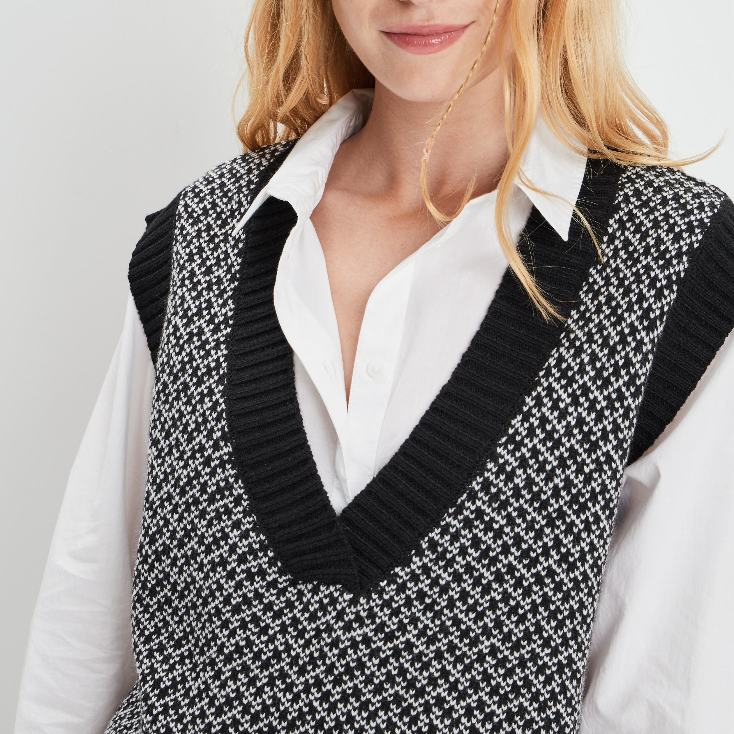 Pull sans manches noir femme