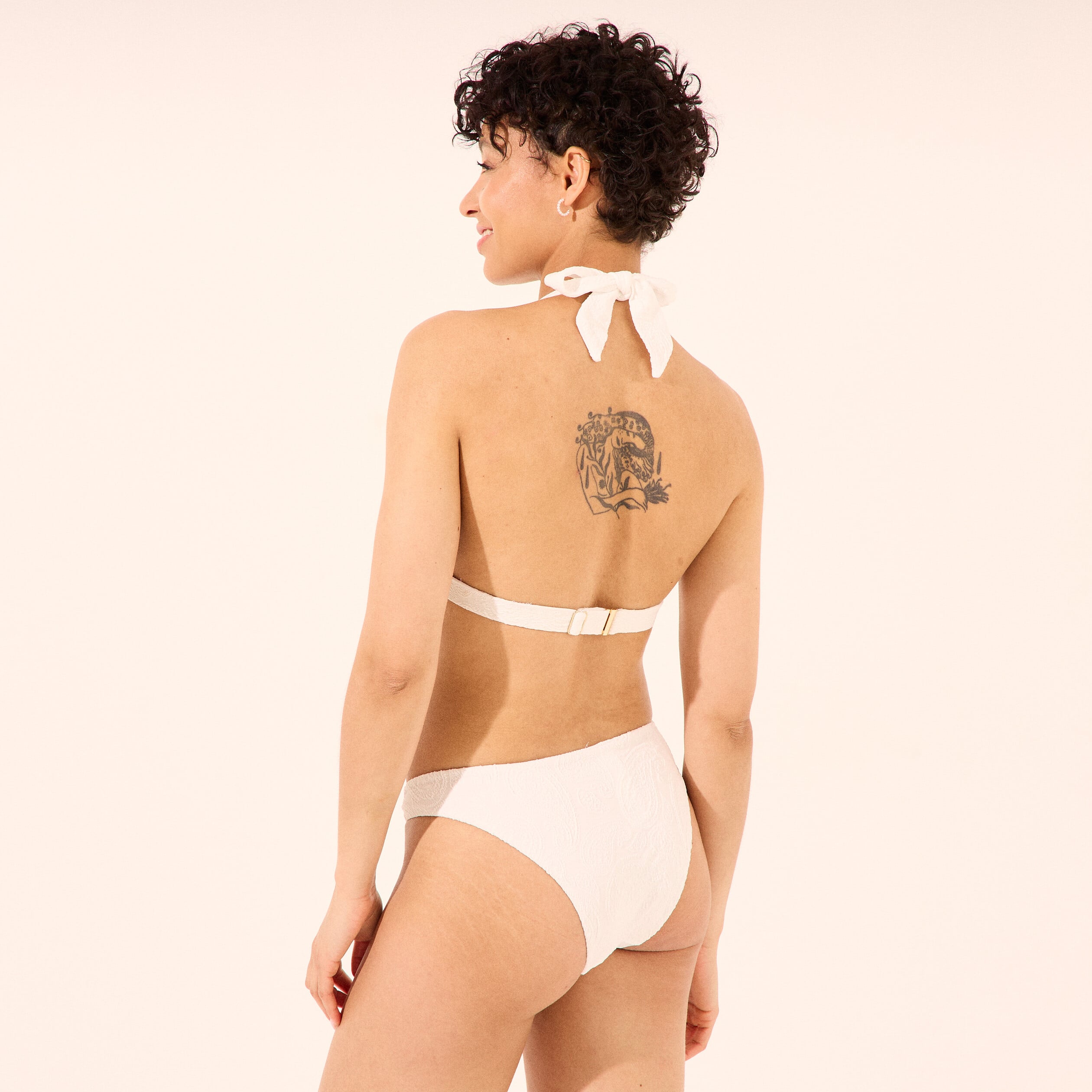 Haut de maillot de bain foulard ivoire femme