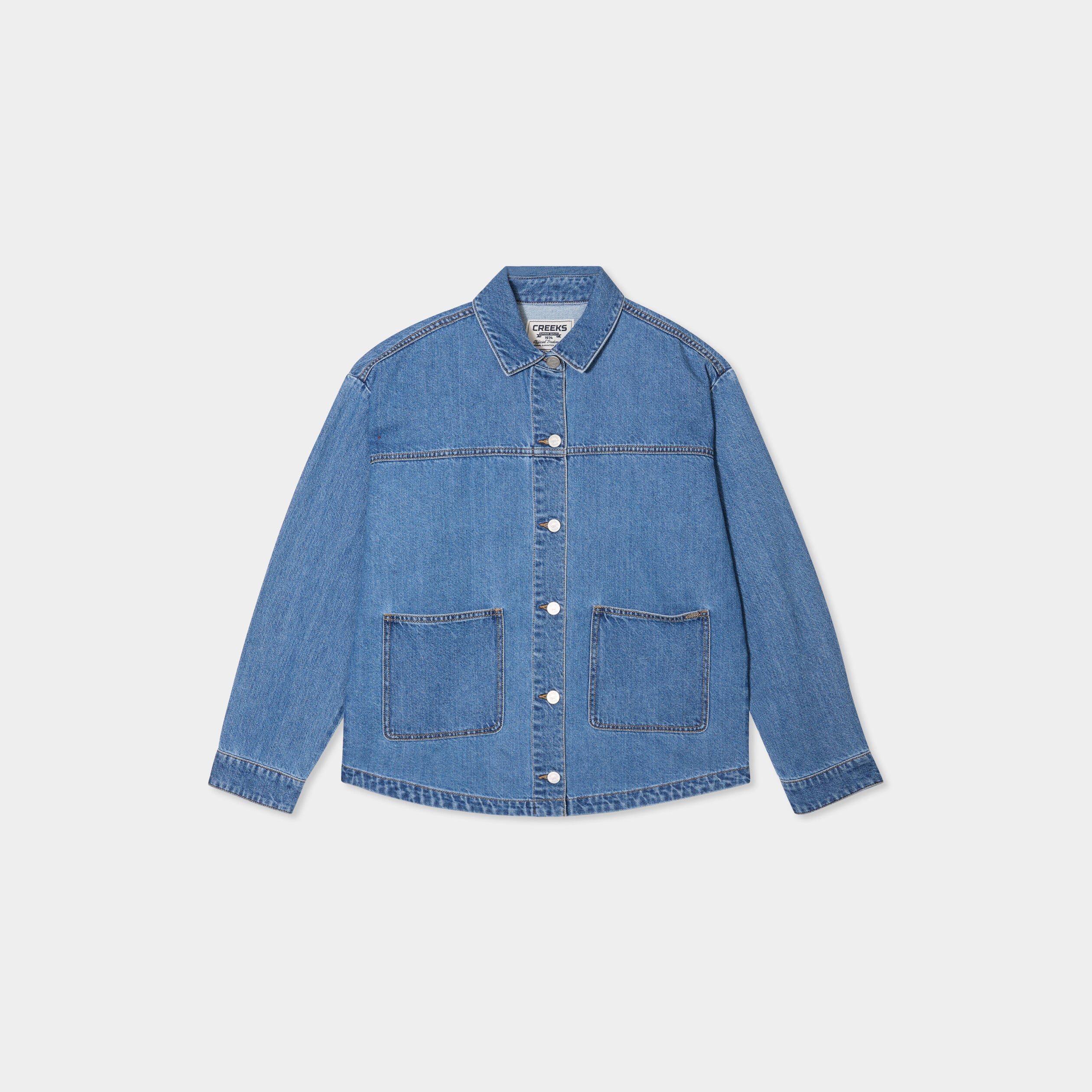 Veste surchemise oversize en jean coton denim stone femme