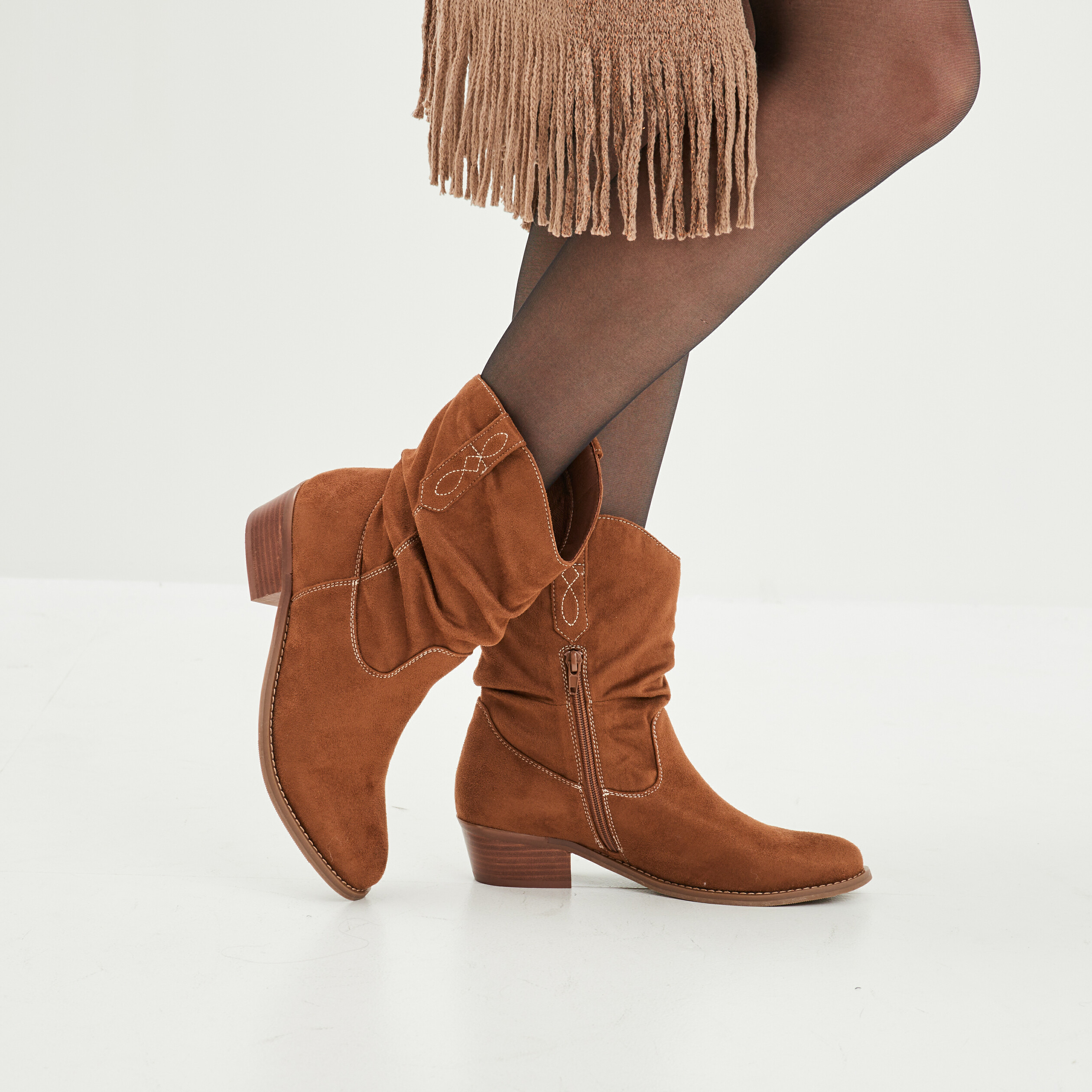 Bottes Femme Esprit Mode Tendance - Cuir De Qualité Supérieure, Bout Amande Élégant
