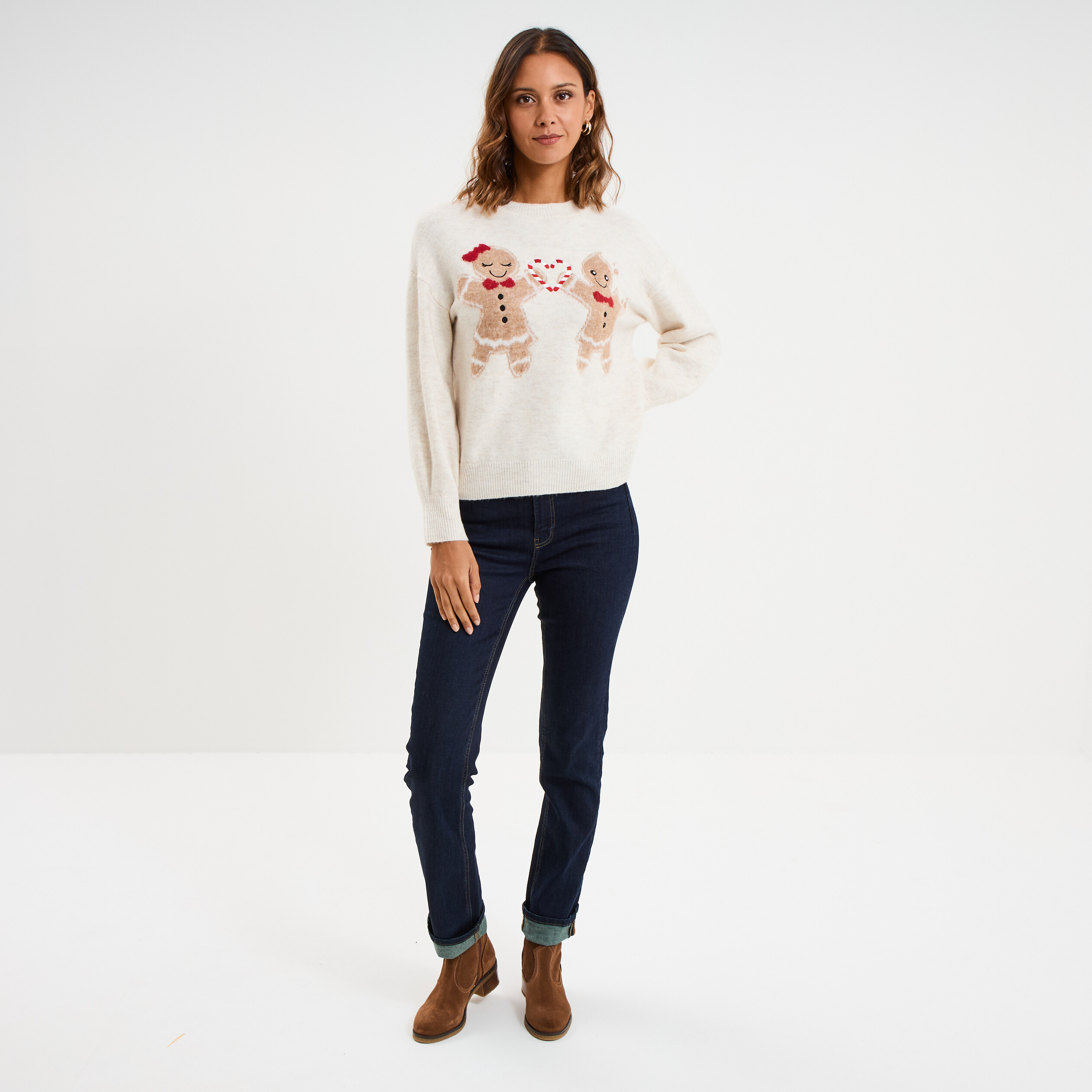 Pull de No&euml;l sable femme
