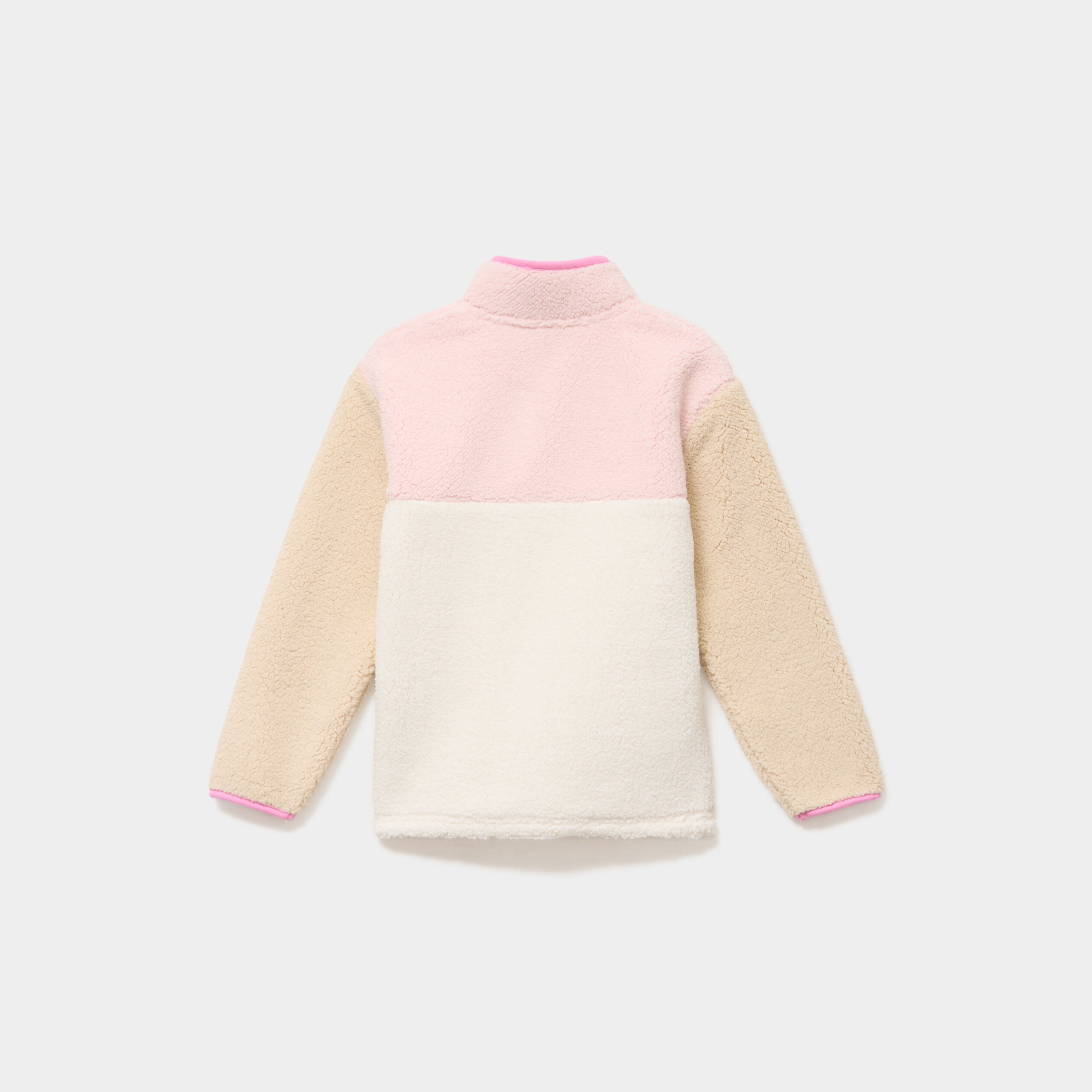 Sweat effet polaire col montant boutonn&eacute; sable fille