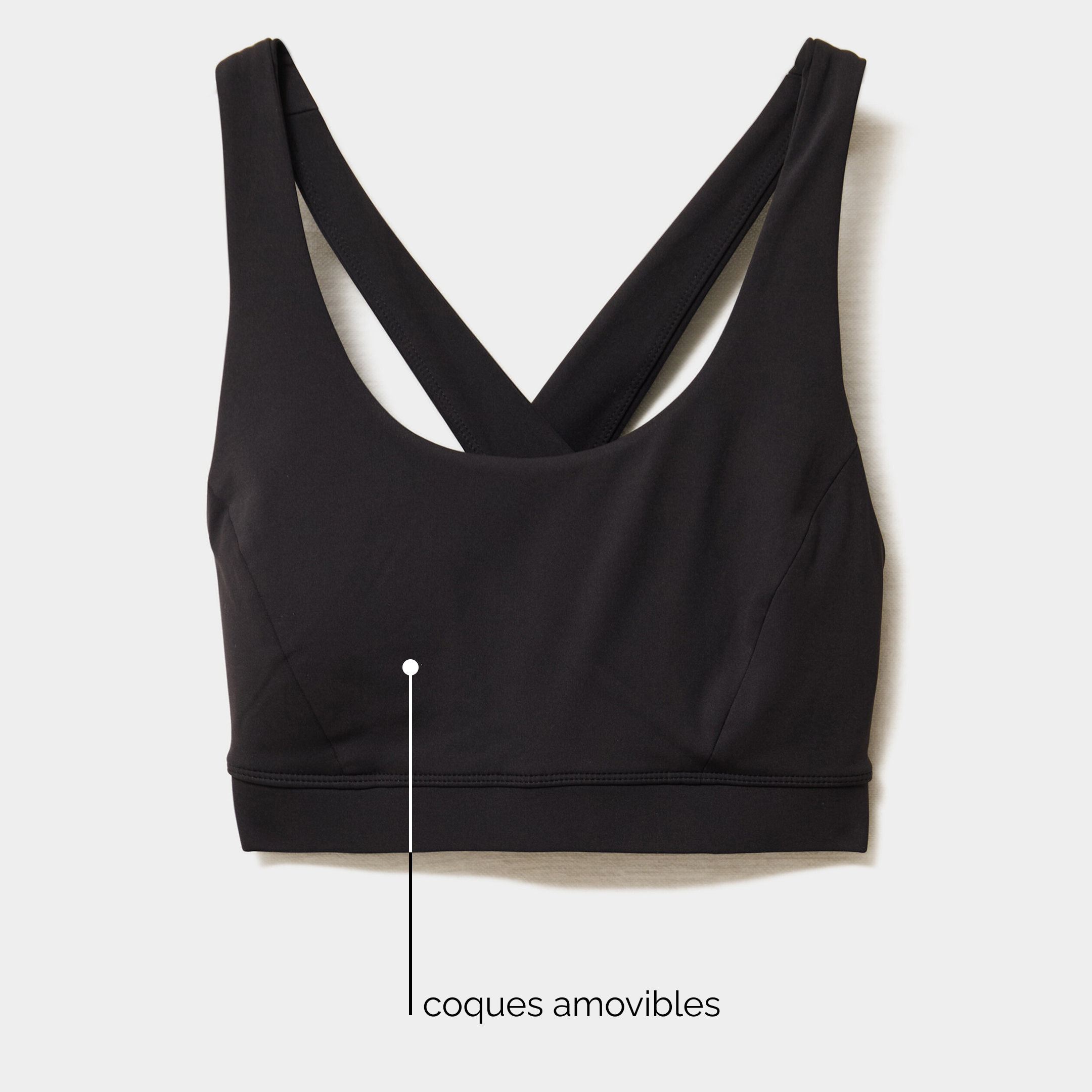 Brassi&egrave;re de sport ajust&eacute;e dos nageur noir femme