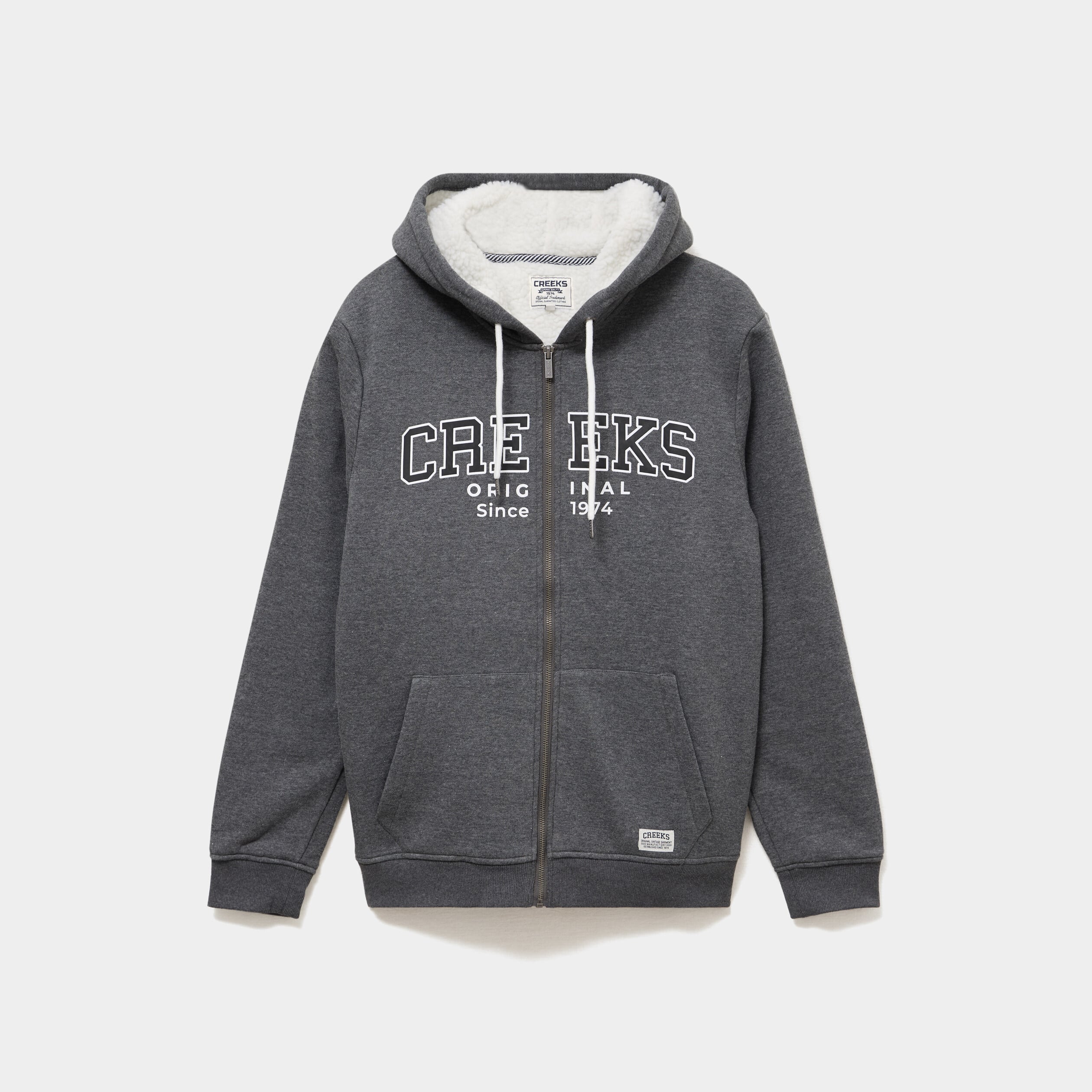 Sweat zipp&eacute; &agrave; capuche doubl&eacute; gris fonc&eacute; homme
