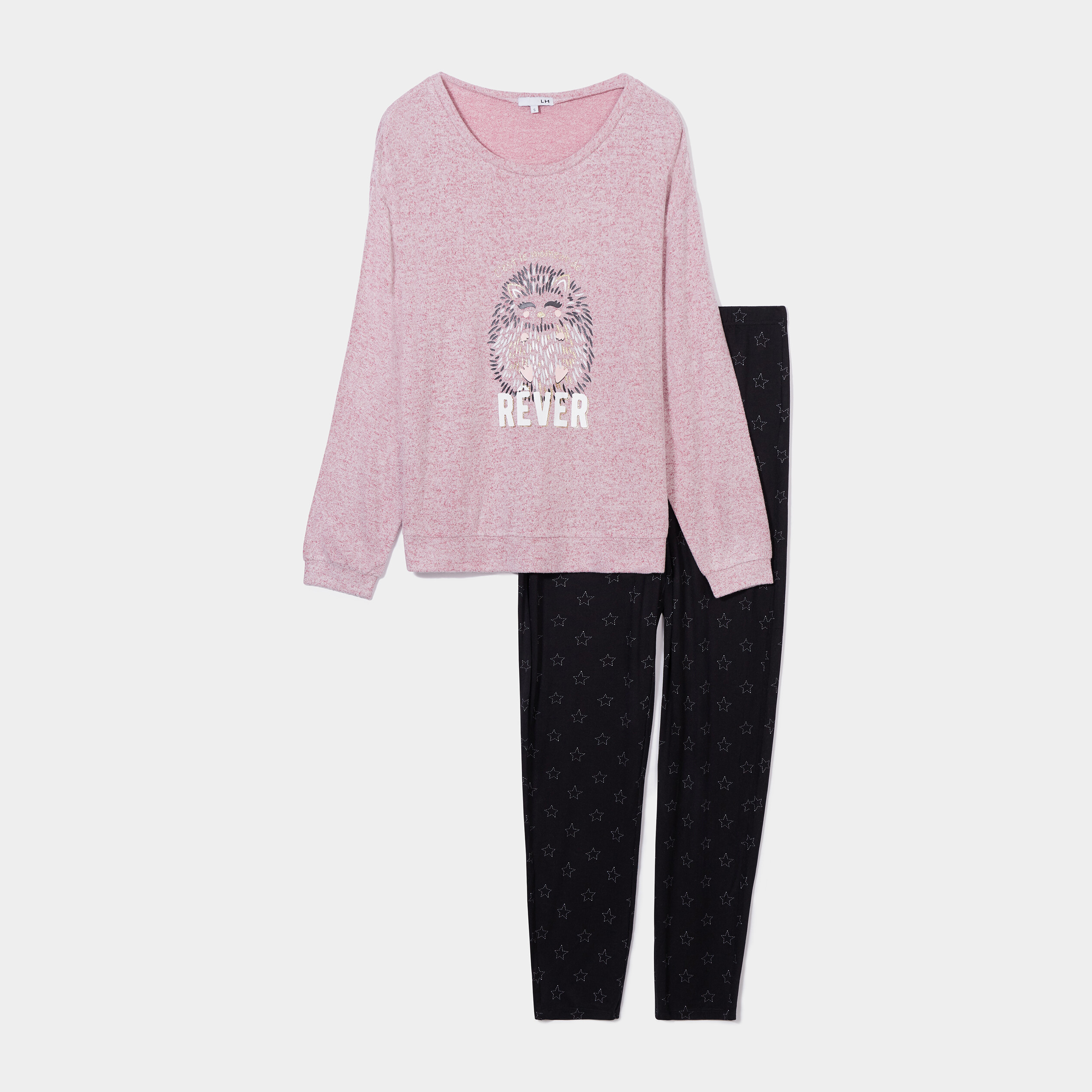 Ensemble pyjama 2 pièces rose framboise femme