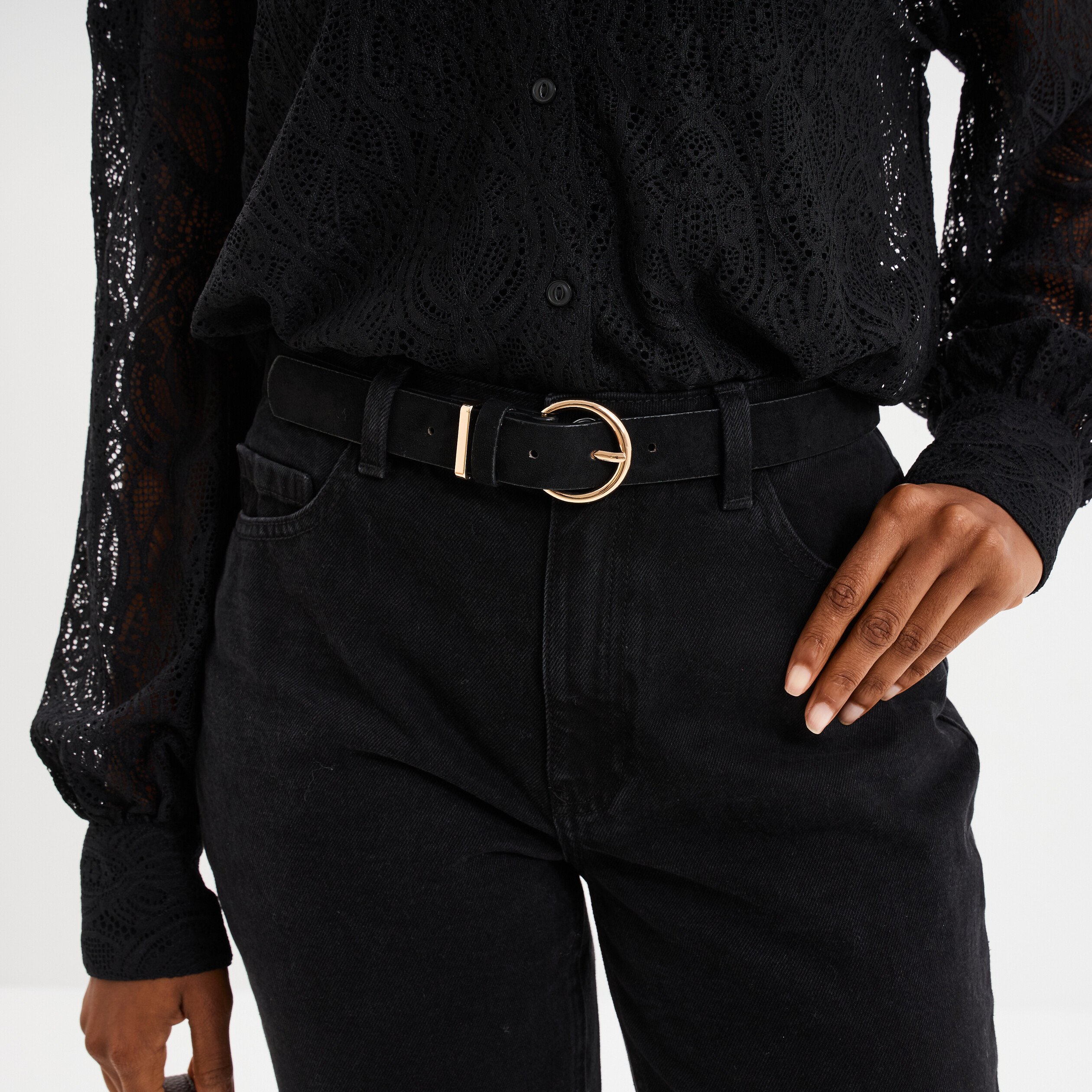ceinture effet suedine noir femme Ceinture effet suédine noir femme