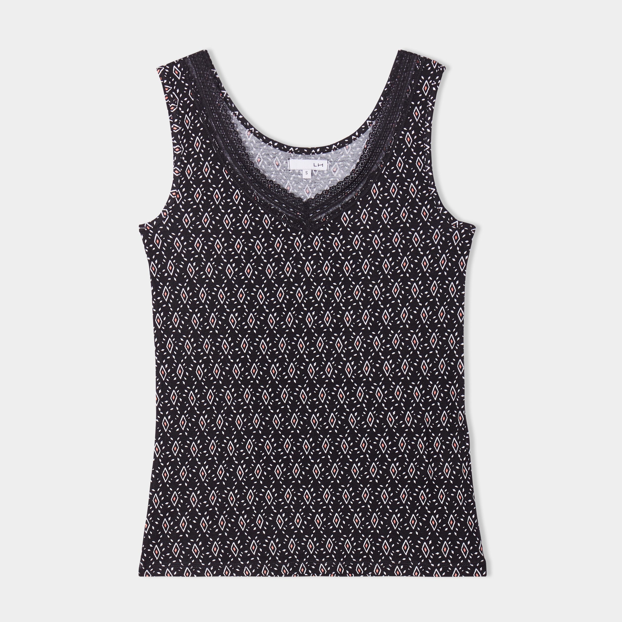haut de pyjama debardeur noir femme Haut de pyjama débardeur noir femme